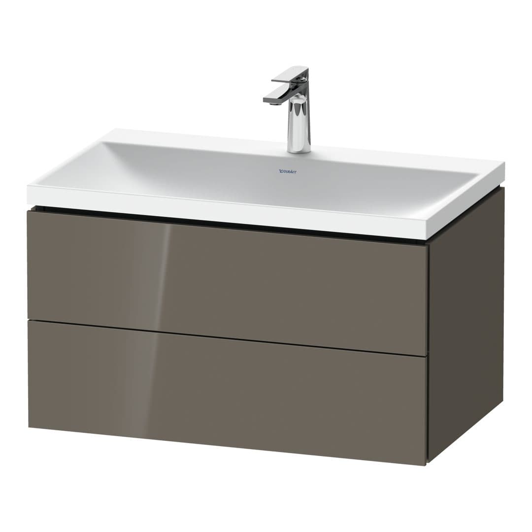 Duravit L-Cube – Έπιπλο Νιπτήρα – 800 mm, με νιπτήρα, 2 συρτάρια, νιπτήρας κέντρο, 800 x 480 x 480 mm, έκδοση O – Flannel Grey High Gloss, Lacquer (LC6951O89890000)