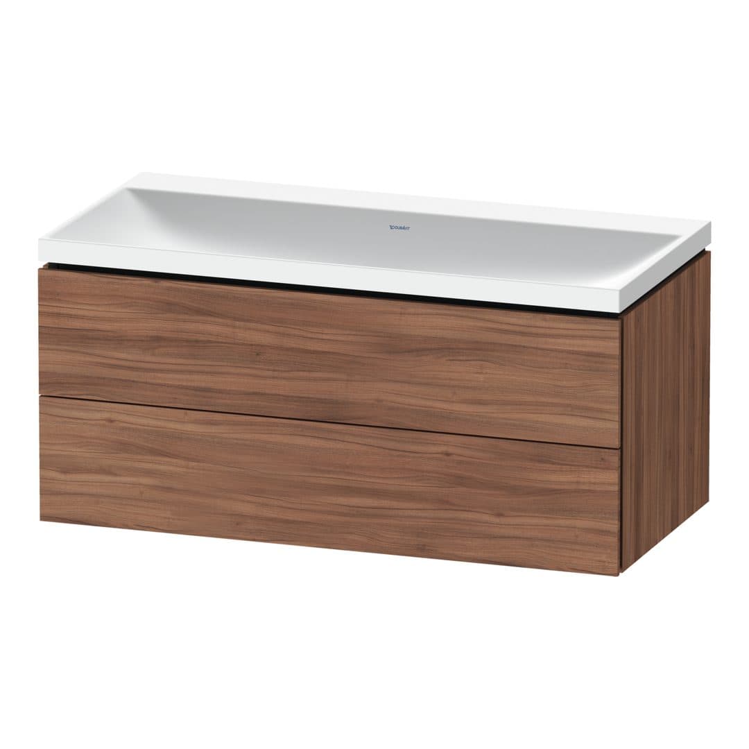 Duravit L-Cube – Έπιπλο Νιπτήρα – 1000 mm, με νιπτήρα, 2 συρτάρια, νιπτήρας κέντρο, 1000 x 480 x 480 mm, έκδοση N – Walnut Matt, Decor (LC6952N79790000)