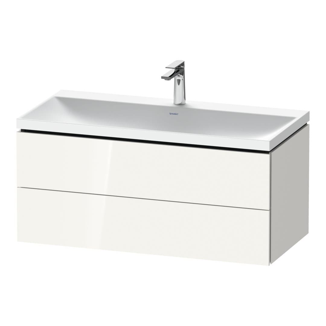 Duravit L-Cube – Έπιπλο Νιπτήρα – 1000 mm, με νιπτήρα, 2 συρτάρια, νιπτήρας κέντρο, 1000 x 480 x 480 mm, έκδοση O – White High Gloss, Decor (LC6952O22220000)
