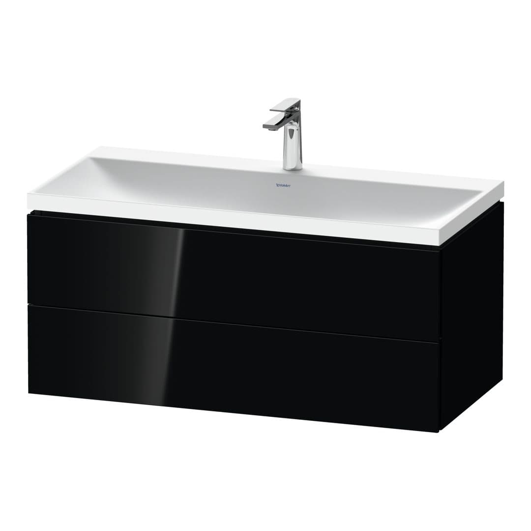 Duravit L-Cube – Έπιπλο Νιπτήρα – 1000 mm, με νιπτήρα, 2 συρτάρια, νιπτήρας κέντρο, 1000 x 480 x 480 mm, έκδοση O – Black High Gloss, Lacquer (LC6952O40400000)