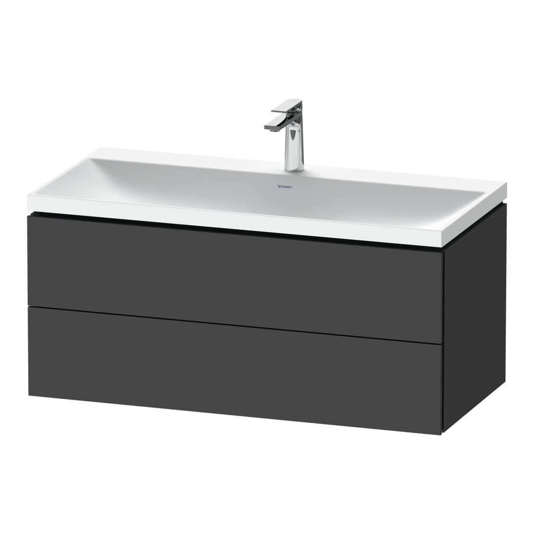 Duravit L-Cube – Έπιπλο Νιπτήρα – 1000 mm, με νιπτήρα, 2 συρτάρια, νιπτήρας κέντρο, 1000 x 480 x 480 mm, έκδοση O – Graphite Matt, Decor (LC6952O49490000)