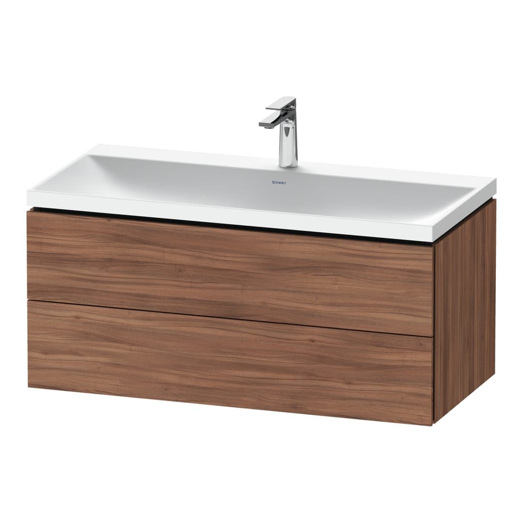 Duravit L-Cube – Έπιπλο Νιπτήρα – 1000 mm, με νιπτήρα, 2 συρτάρια, νιπτήρας κέντρο, 1000 x 480 x 480 mm, έκδοση O – Walnut Matt, Decor (LC6952O79790000)