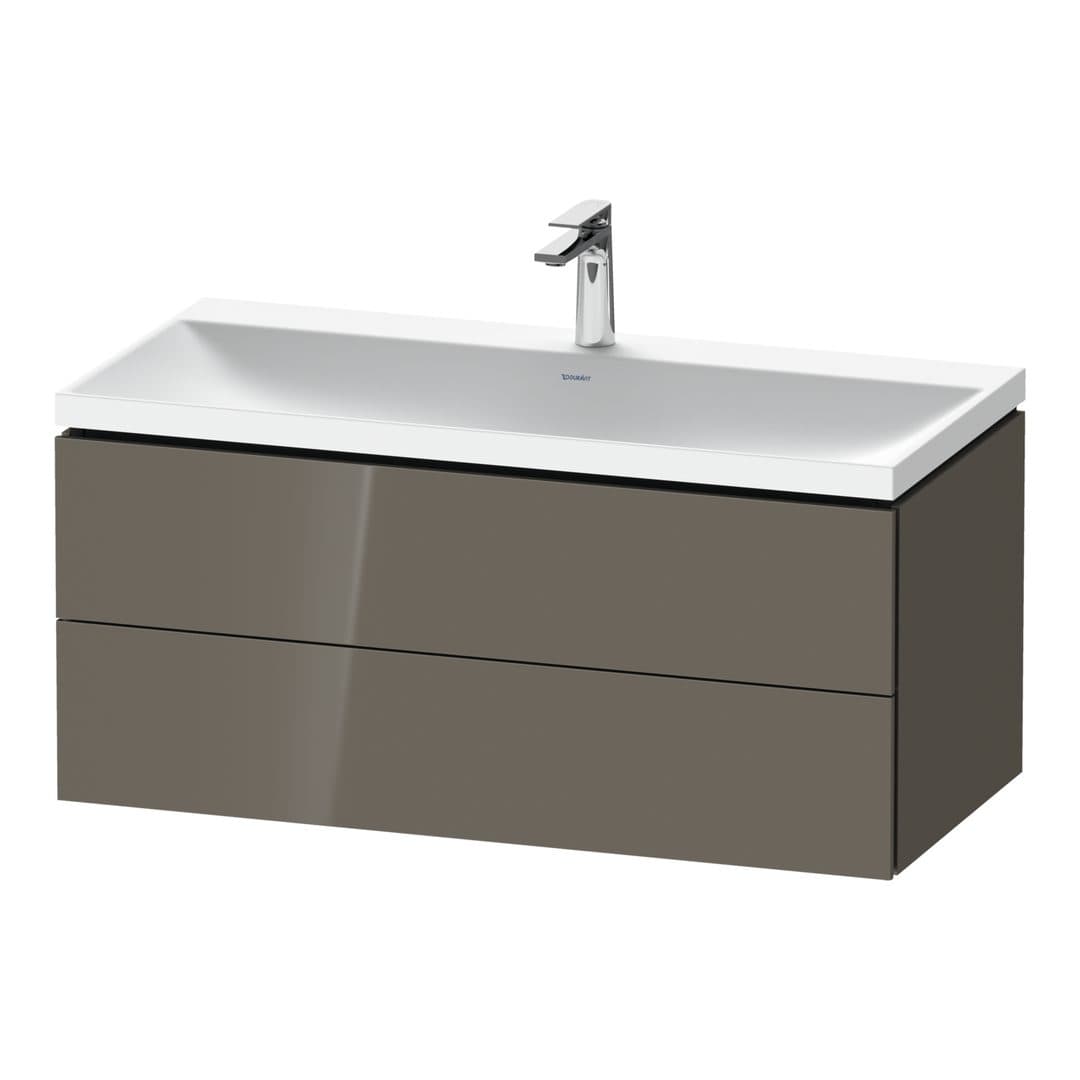 Duravit L-Cube – Έπιπλο Νιπτήρα – 1000 mm, με νιπτήρα, 2 συρτάρια, νιπτήρας κέντρο, 1000 x 480 x 480 mm, έκδοση O – Flannel Grey High Gloss, Lacquer (LC6952O89890000)