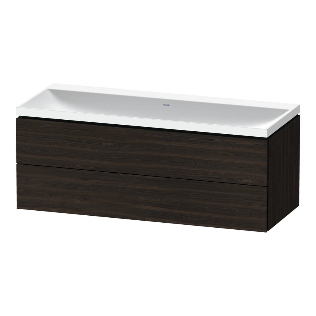Duravit L-Cube – Έπιπλο Νιπτήρα – 1200 mm, με νιπτήρα, 2 συρτάρια, νιπτήρας κέντρο, 1200 x 480 x 480 mm, έκδοση N – Brushed walnut Matt, Real wood veneer (LC6953N69690000)