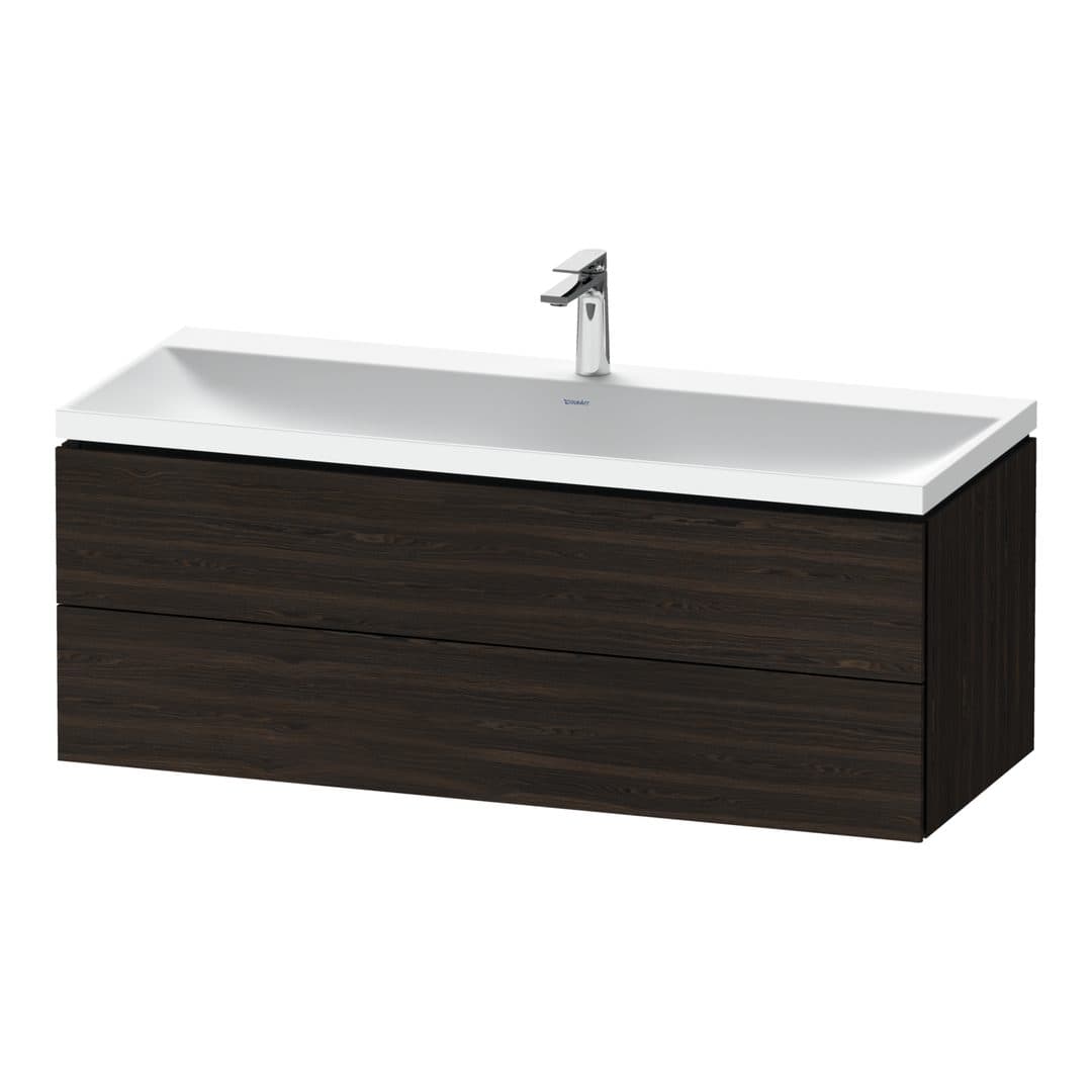 Duravit L-Cube – Έπιπλο Νιπτήρα – 1200 mm, με νιπτήρα, 2 συρτάρια, νιπτήρας κέντρο, 1200 x 480 x 480 mm, έκδοση O, μοντέλο LC6953 – Brushed walnut Matt, Real wood veneer (LC6953O69690000)