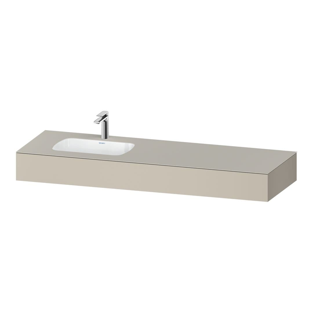Duravit Collection One – Πάγκος Νιπτήρα – 1600 mm, με νιπτήρα, νιπτήρας αριστερά – Taupe Super Matt, Decor (QA4693083830000)