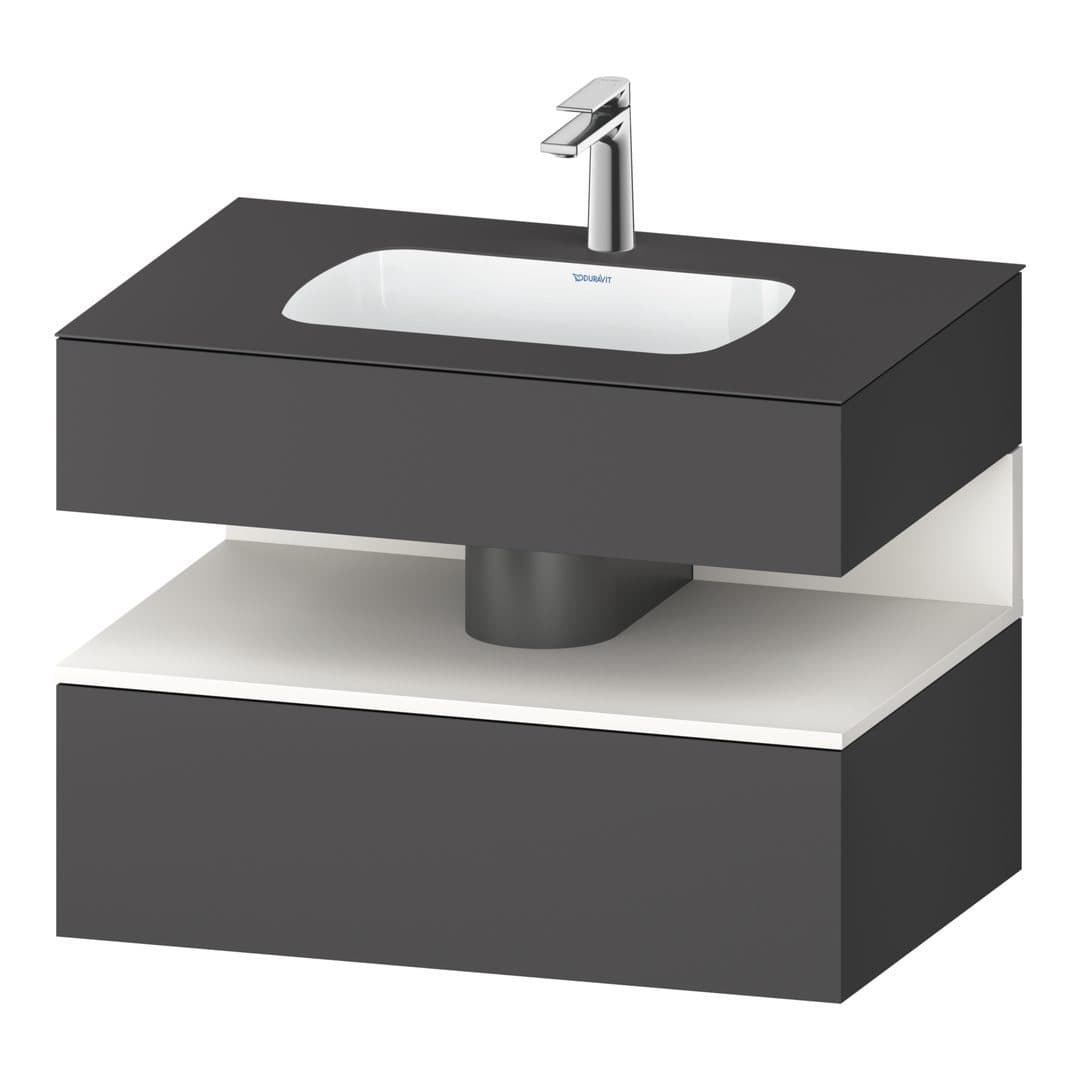 Duravit Collection One – Έπιπλο Νιπτήρα – 800 mm, με νιπτήρα, με κονσόλα, 1 συρτάρι, νιπτήρας κέντρο, με φωτισμό LED, Graphite White Matt Super Matt – Graphite Matt, Decor (QA4785084490010)