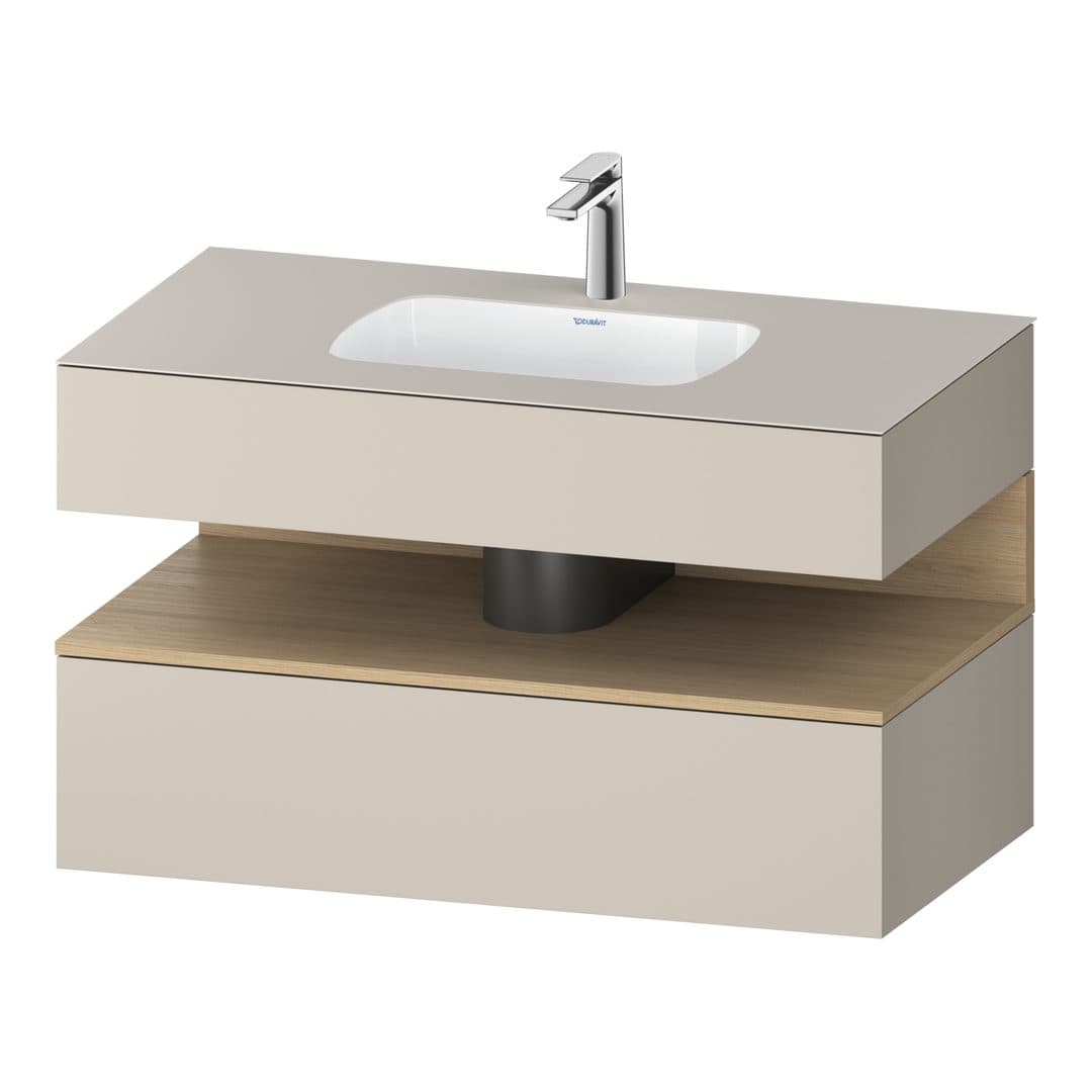 Duravit Collection One – Έπιπλο Νιπτήρα – 1000 mm, με νιπτήρα, με κονσόλα, 1 συρτάρι, νιπτήρας κέντρο, Natural oak Taupe Matt – Taupe Matt, Decor (QA4786030910000)