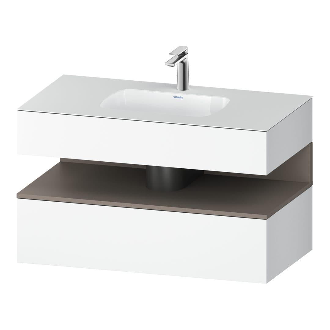 Duravit Collection One – Έπιπλο Νιπτήρα – 1000 mm, με νιπτήρα, με κονσόλα, 1 συρτάρι, νιπτήρας κέντρο, Basalte White Matt – White Matt, Decor (QA4786043180000)