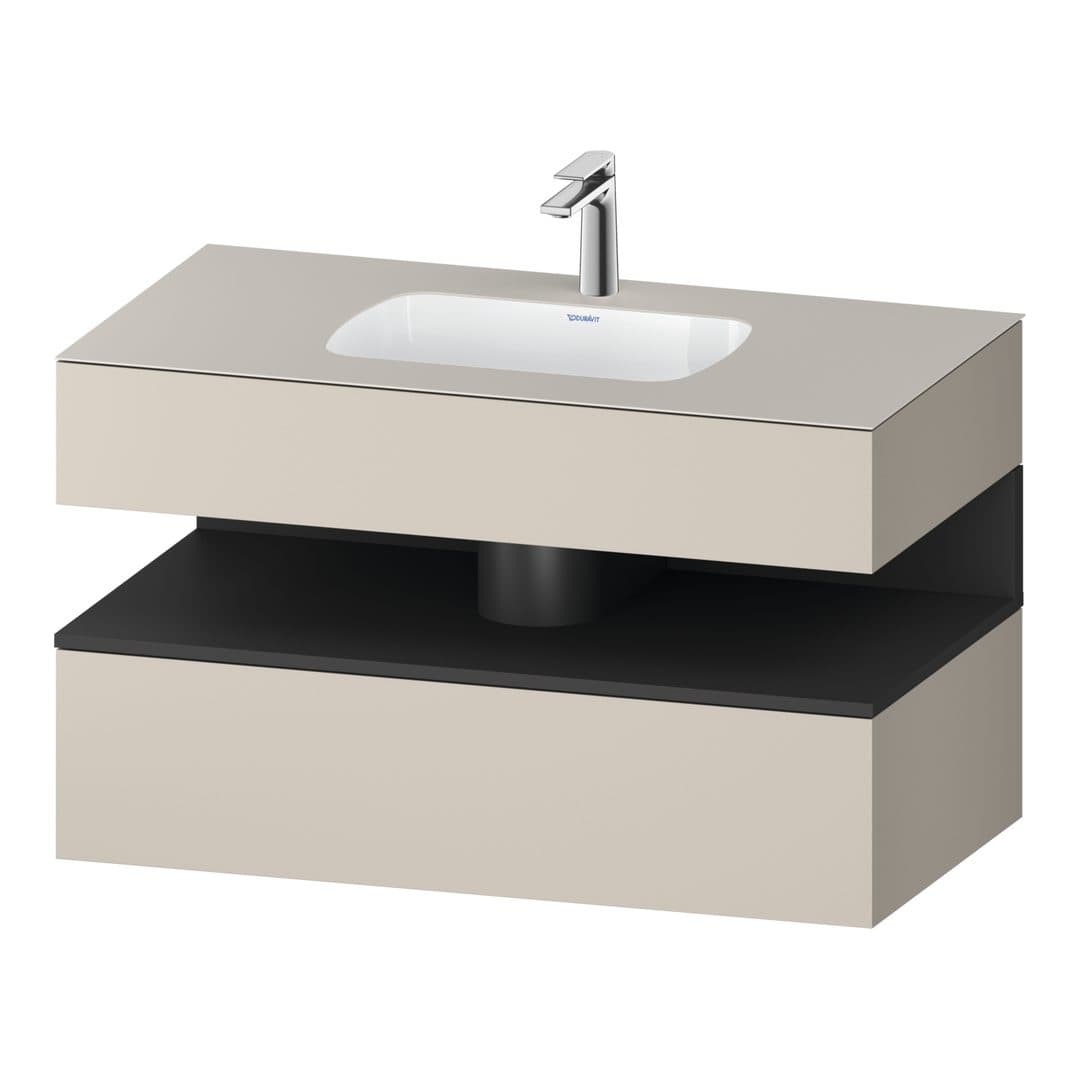 Duravit Collection One – Έπιπλο Νιπτήρα – 1000 mm, με νιπτήρα, με κονσόλα, 1 συρτάρι, νιπτήρας κέντρο, με φωτισμό LED, Graphite Taupe Matt – Taupe Matt, Decor (QA4786049910010)