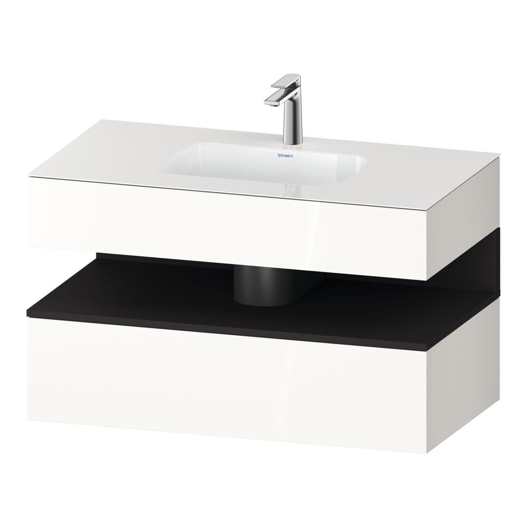 Duravit Collection One – Έπιπλο Νιπτήρα – 1000 mm, με νιπτήρα, με κονσόλα, 1 συρτάρι, νιπτήρας κέντρο, Graphite White High Gloss Super Matt – White High Gloss, Decor (QA4786080220000)