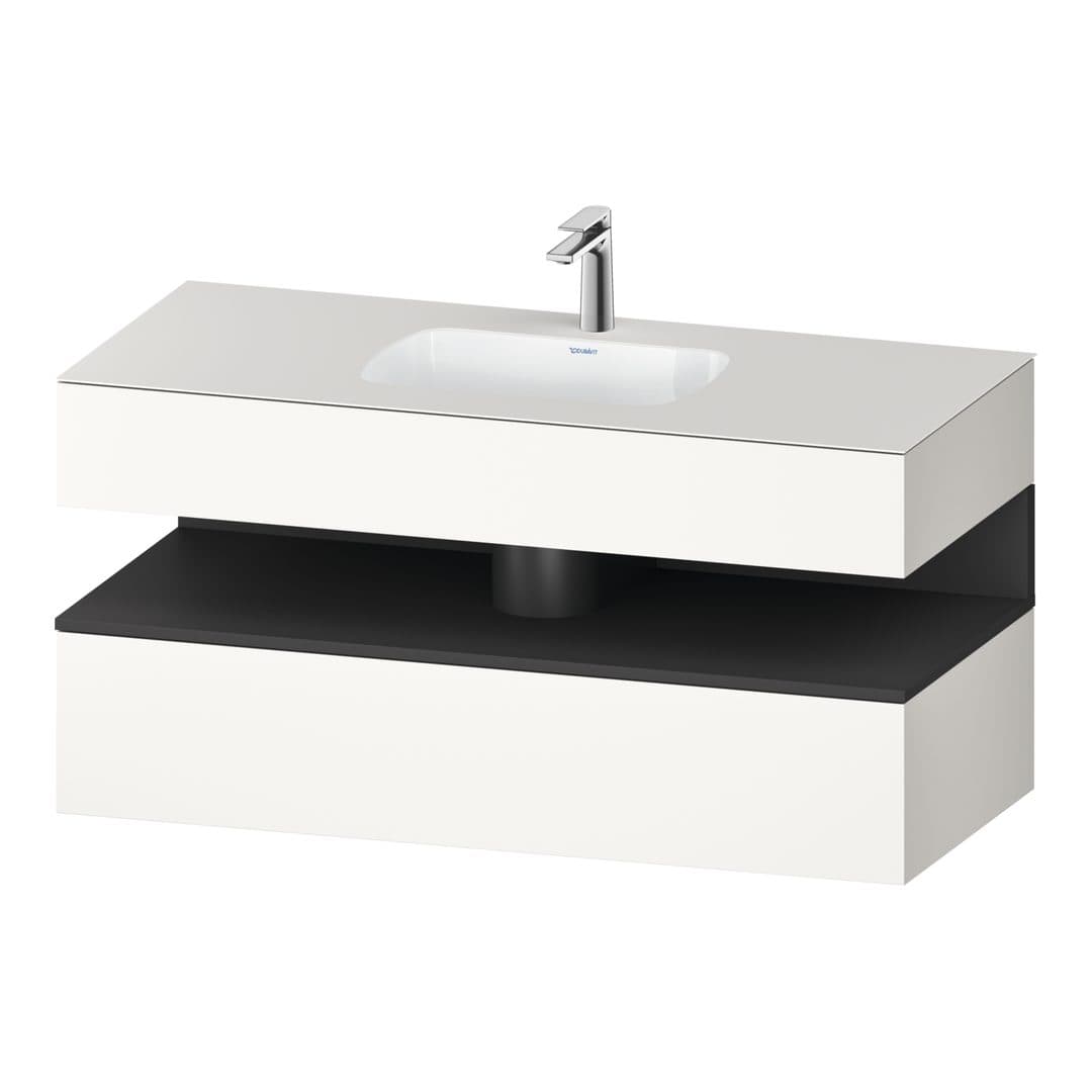 Duravit Collection One – Έπιπλο Νιπτήρα – 1200 mm, με νιπτήρα, με κονσόλα, 1 συρτάρι, νιπτήρας κέντρο – White Super Matt, Decor (QA4787049840000)