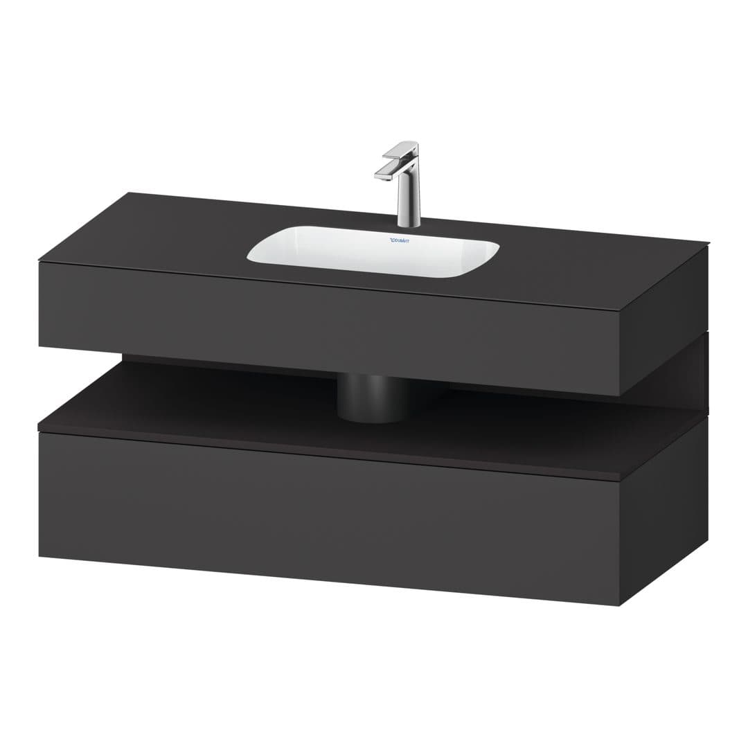 Duravit Collection One – Έπιπλο Νιπτήρα – 1200 mm, με νιπτήρα, με κονσόλα, 1 συρτάρι, νιπτήρας κέντρο, Graphite Matt Super Matt – Graphite Matt, Decor (QA4787080490000)