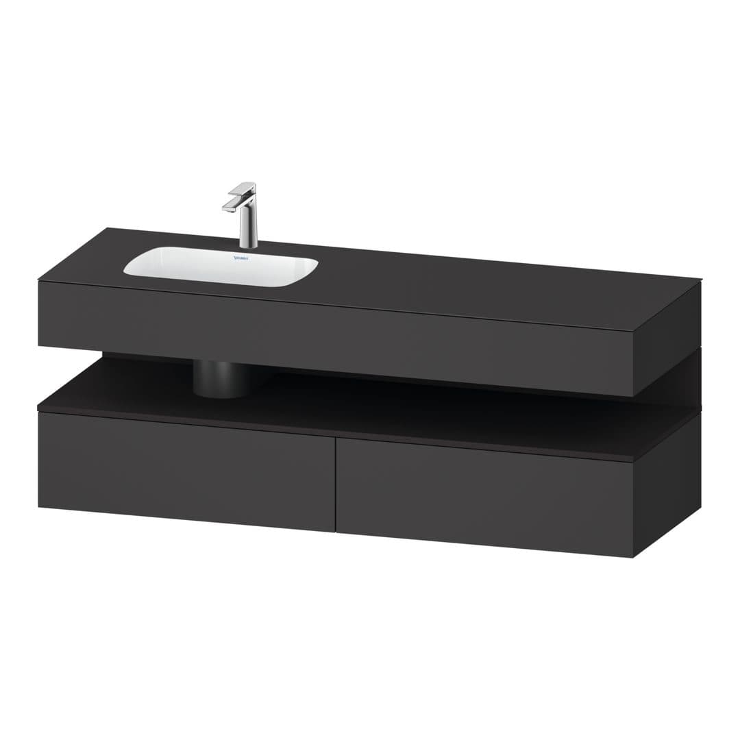 Duravit Collection One – Έπιπλο Νιπτήρα – 1600 mm, με νιπτήρα, με κονσόλα, 2 συρτάρια, νιπτήρας αριστερά, με φωτισμό LED, Graphite Matt Super Matt – Graphite Matt, Decor (QA4795080490010)