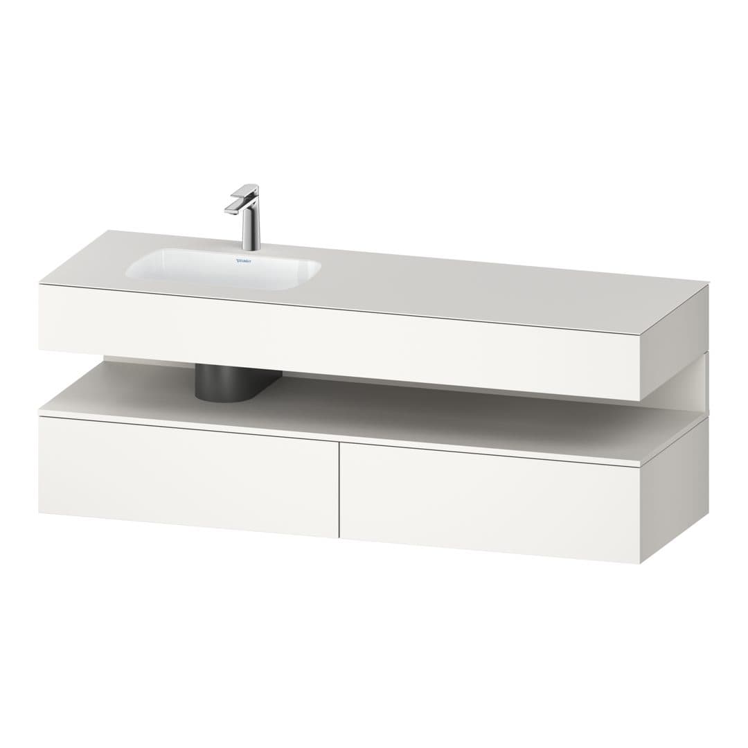 Duravit Collection One – Έπιπλο Νιπτήρα – 1600 mm, με νιπτήρα, με κονσόλα, 2 συρτάρια, νιπτήρας αριστερά – White Super Matt, Decor (QA4795084840000)