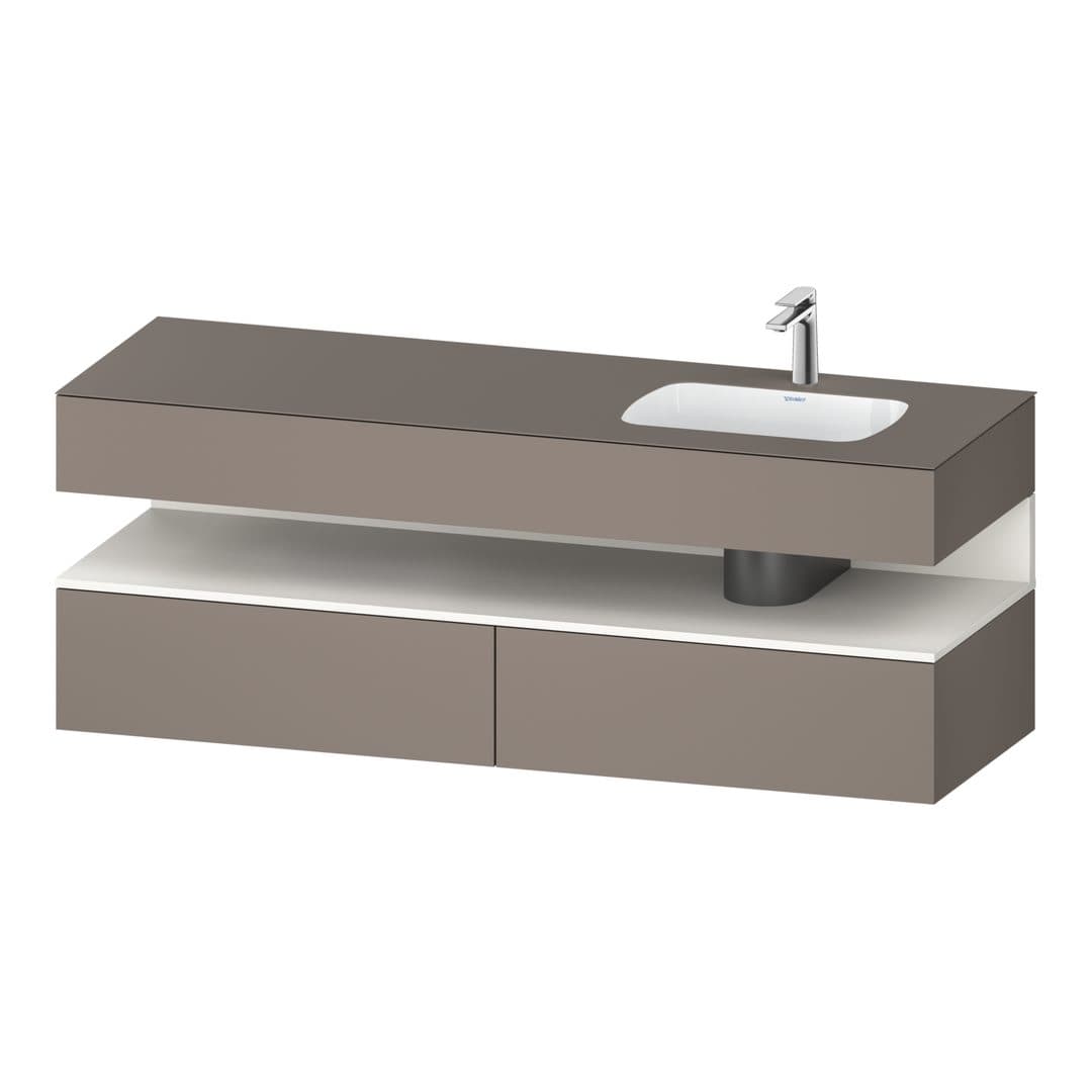 Duravit Collection One – Έπιπλο Νιπτήρα – 1600 mm, με νιπτήρα, με κονσόλα, 2 συρτάρια, νιπτήρας δεξιά, με φωτισμό LED, Basalte White Matt Super Matt – Basalte Matt, Decor (QA4796084430010)