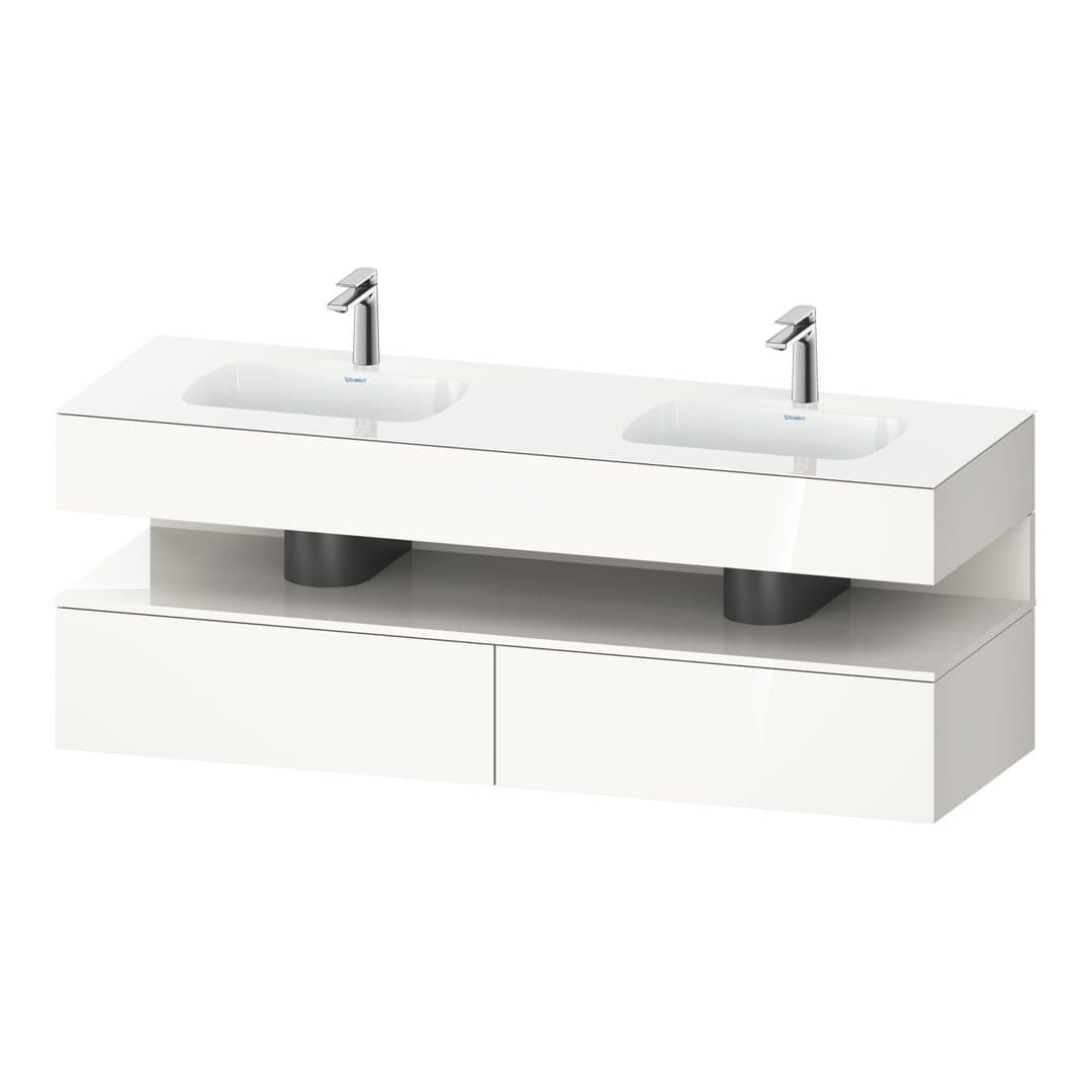 Duravit Collection One – Έπιπλο Νιπτήρα – 1600 mm, με νιπτήρα, με κονσόλα, 2 συρτάρια, με φωτισμό LED – White High Gloss, Decor (QA4797022220010)