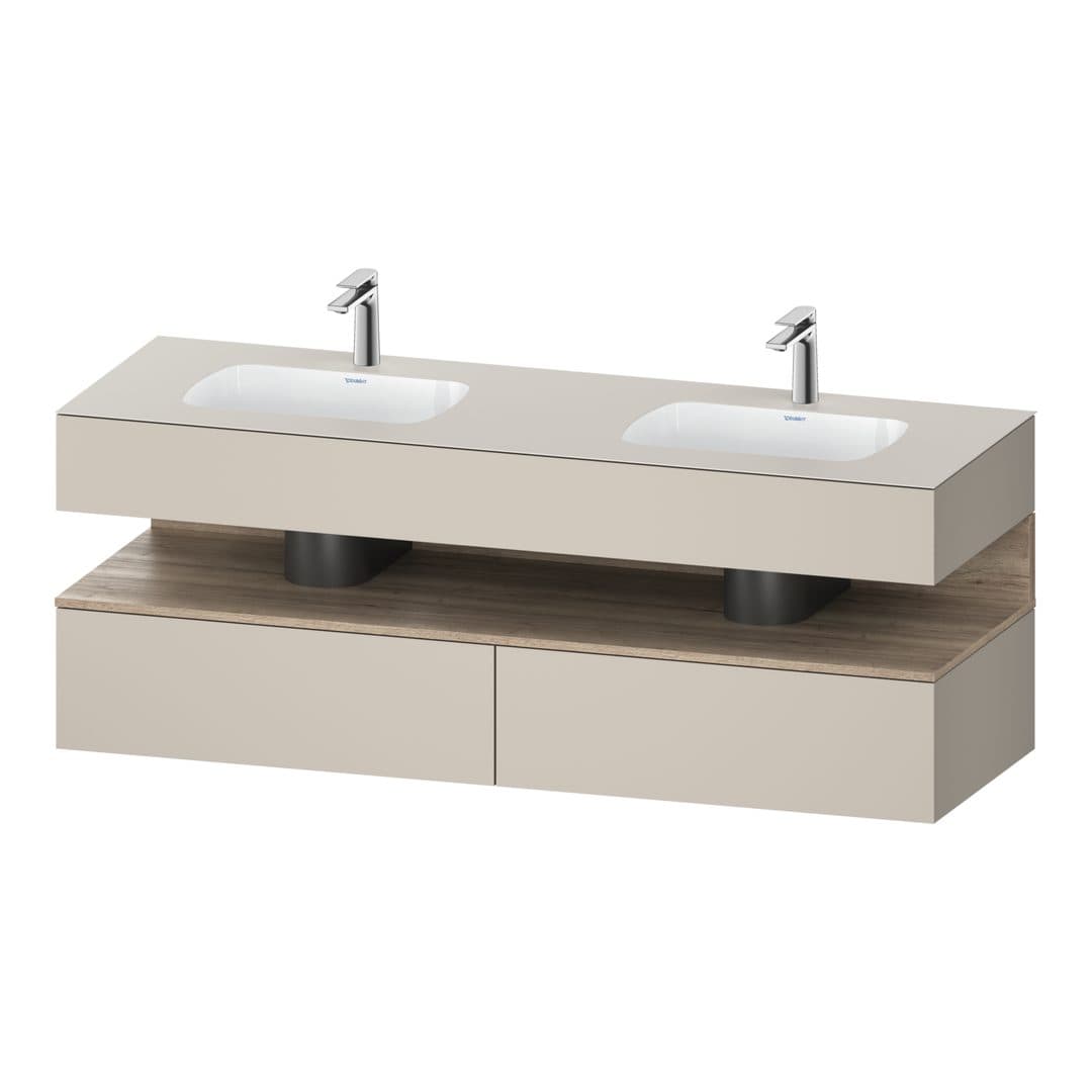 Duravit Collection One – Έπιπλο Νιπτήρα – 1600 mm, με νιπτήρα, με κονσόλα, 2 συρτάρια, Marbled Oak Taupe Matt – Taupe Matt, Decor (QA4797055910000)