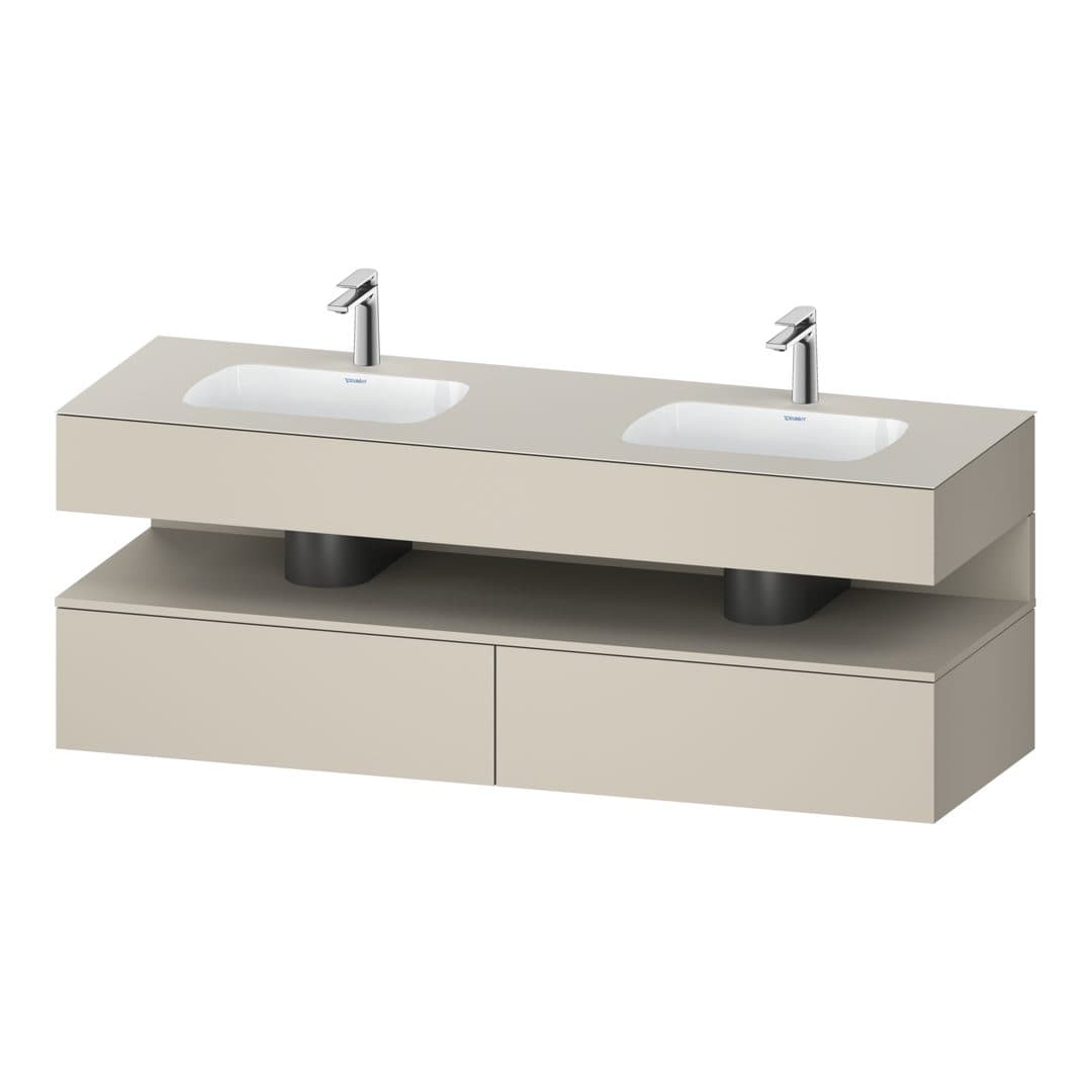Duravit Collection One – Έπιπλο Νιπτήρα – 1600 mm, με νιπτήρα, με κονσόλα, 2 συρτάρια, με φωτισμό LED – Taupe Super Matt, Decor (QA4797083830010)