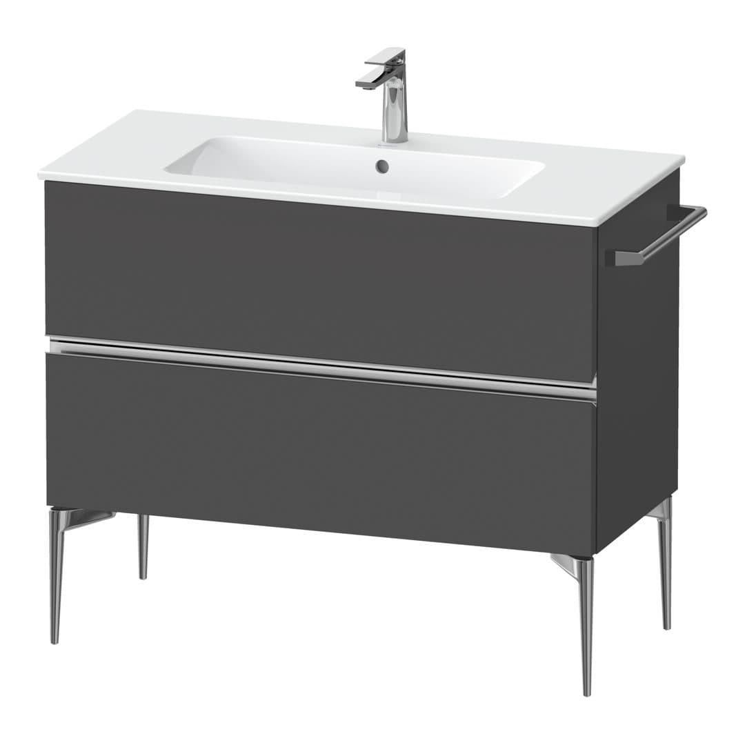 Duravit Sivida – Έπιπλο Νιπτήρα – 1010 mm, 2 συρτάρια, νιπτήρας κέντρο, 1010 x 477 x 591 mm, Chrome Glossy – Graphite Matt, Decor (SV4645010490000)