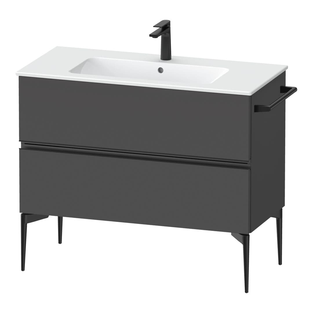 Duravit Sivida – Έπιπλο Νιπτήρα – 1010 mm, 2 συρτάρια, νιπτήρας κέντρο, 1010 x 477 x 591 mm, Diamond black Matt – Graphite Matt, Decor (SV46450BD490000)