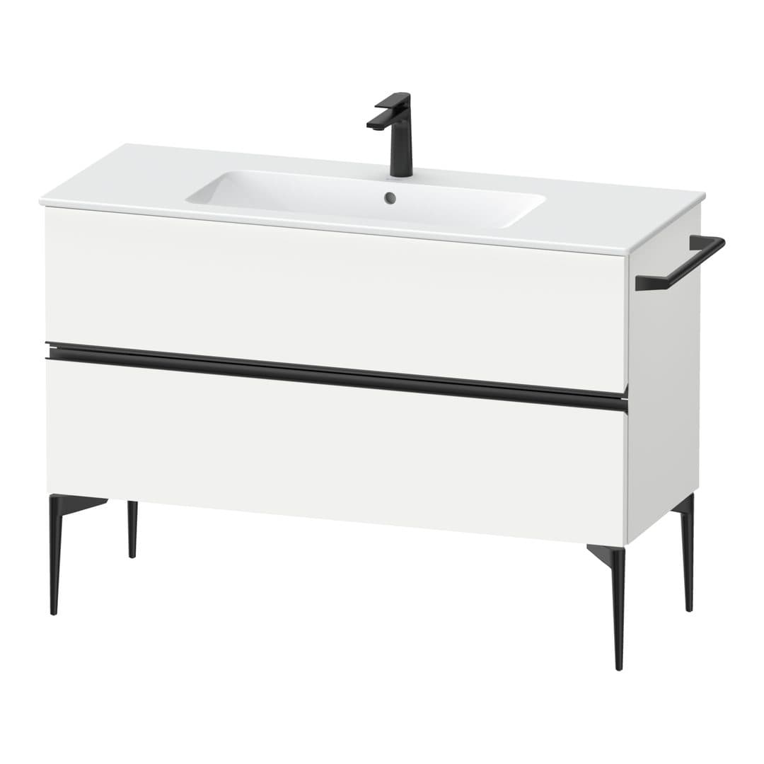 Duravit Sivida – Έπιπλο Νιπτήρα – 1210 mm, 2 συρτάρια, νιπτήρας κέντρο, 1210 x 477 x 591 mm, Diamond black Matt – White Matt, Decor (SV46460BD180000)