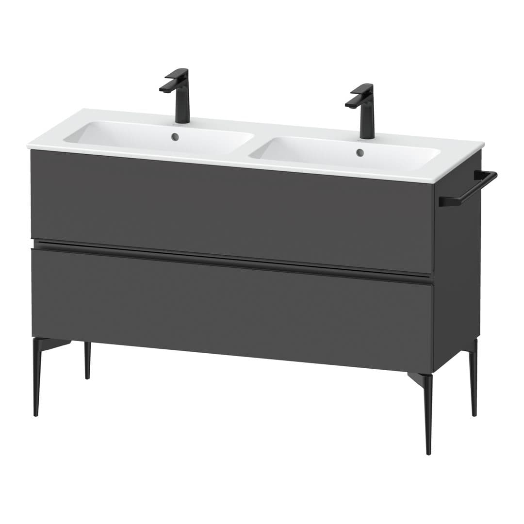 Duravit Sivida – Έπιπλο Νιπτήρα – 1280 mm, 2 συρτάρια, διπλός νιπτήρας, 1280 x 477 x 591 mm, Diamond black Matt – Graphite Matt, Decor (SV46470BD490000)