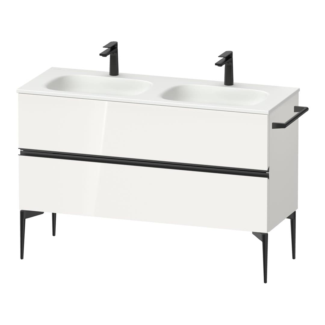 Duravit Sivida – Έπιπλο Νιπτήρα – 1280 mm, 2 συρτάρια, διπλός νιπτήρας, 1280 x 477 x 592 mm, Diamond black Matt – White High Gloss, Decor (SV46540BD220000)