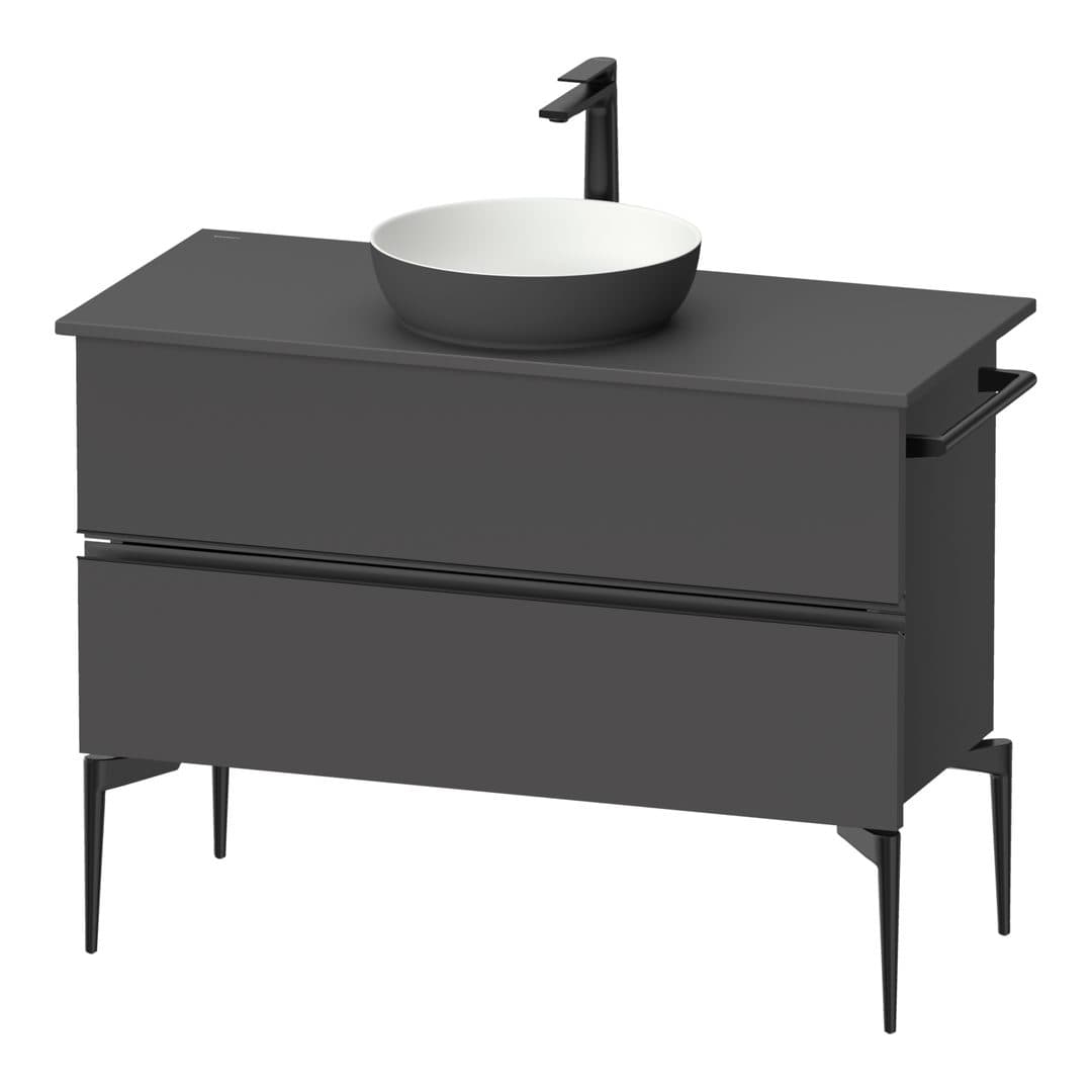 Duravit Sivida – Έπιπλο Νιπτήρα – 1045 mm, για κονσόλα, 2 συρτάρια, νιπτήρας κέντρο, Diamond black Matt – Graphite Matt, Decor (SV46590BD490000)