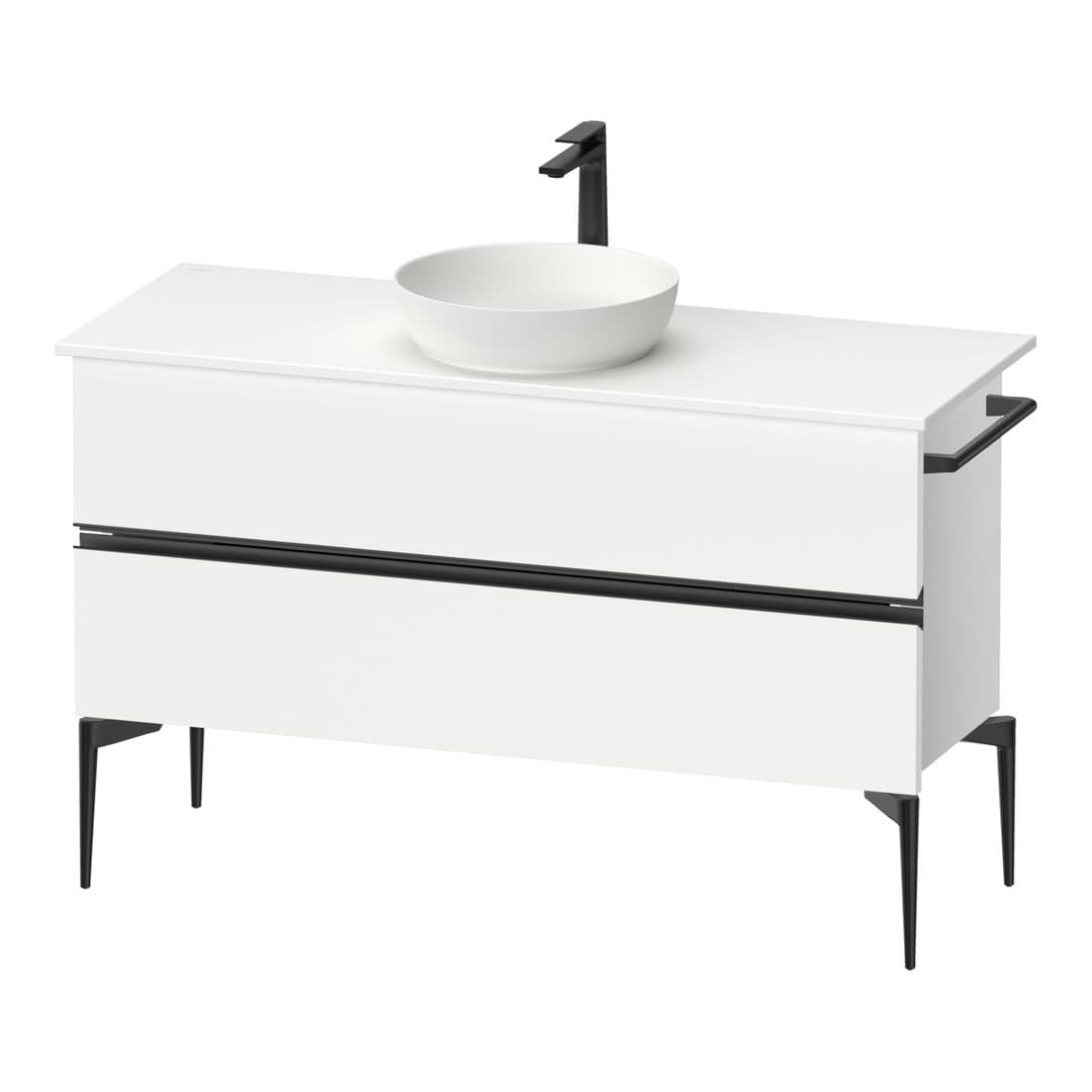 Duravit Sivida – Έπιπλο Νιπτήρα – 1245 mm, για κονσόλα, 2 συρτάρια, νιπτήρας κέντρο, Diamond black Matt – White Matt, Decor (SV46600BD180000)