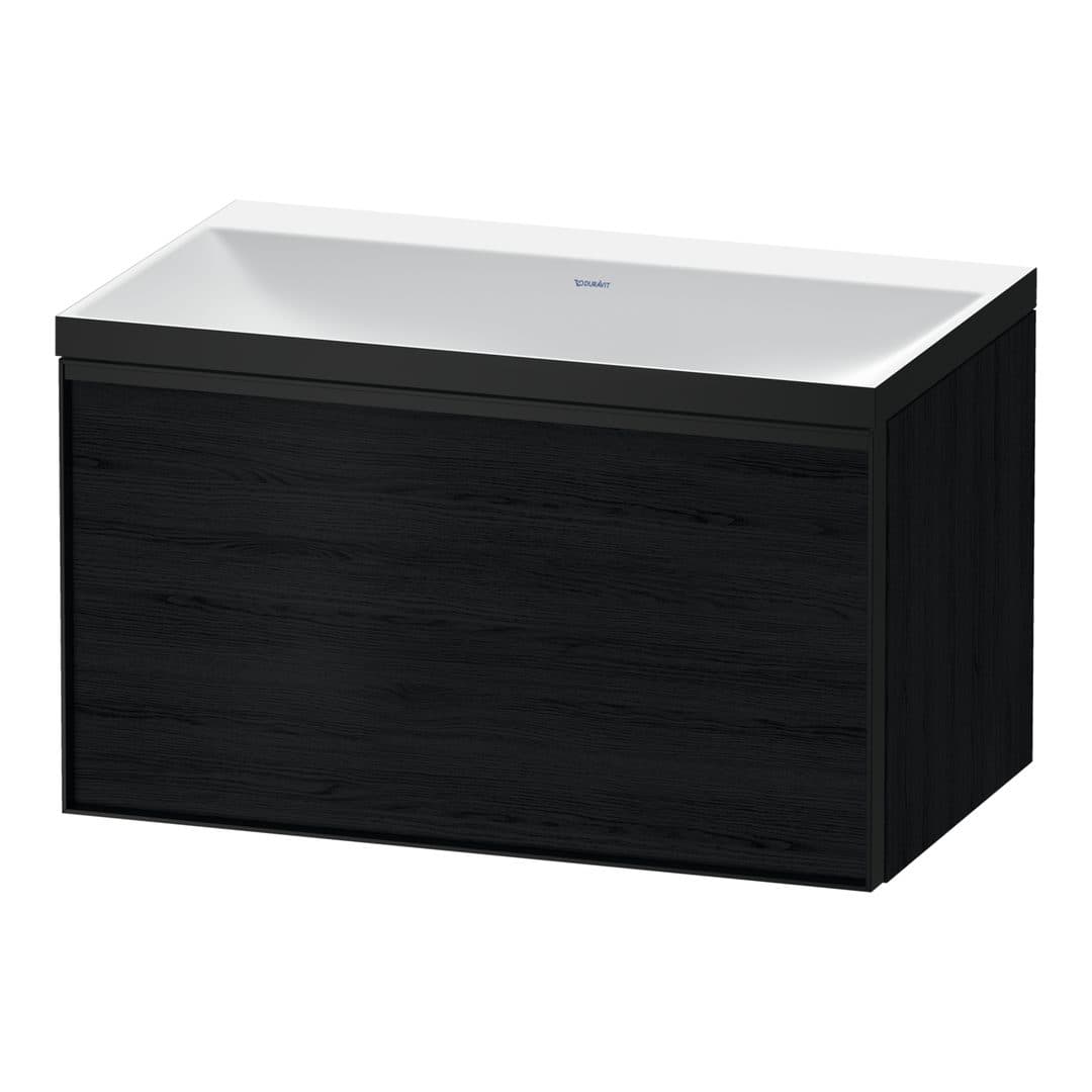 Duravit Vitrium – Έπιπλο Νιπτήρα – 800 mm, με νιπτήρα, 1 συρτάρι, νιπτήρας κέντρο, με φωτισμό LED – Black oak Matt, Decor (VT4286N1616701G)