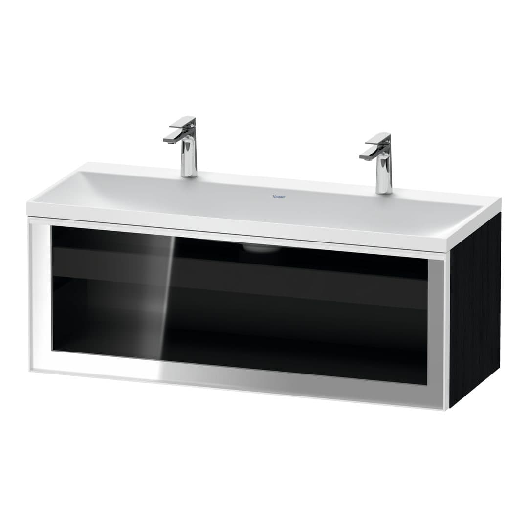 Duravit Vitrium – Έπιπλο Νιπτήρα – 1200 mm, με νιπτήρα, 1 συρτάρι, νιπτήρας κέντρο, σώμα Black oak Matt – Parsol grey Glossy, Glass (VT4299O1616000W)