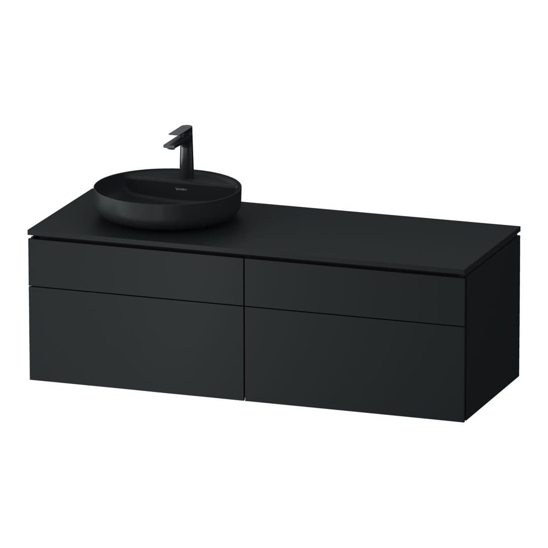 Duravit Vitrium – Έπιπλο Νιπτήρα – 1420 mm, για κονσόλα, 4 συρτάρια, νιπτήρας αριστερά – Dark grey Matt, Lacquer (VT4870LHEHE0000)