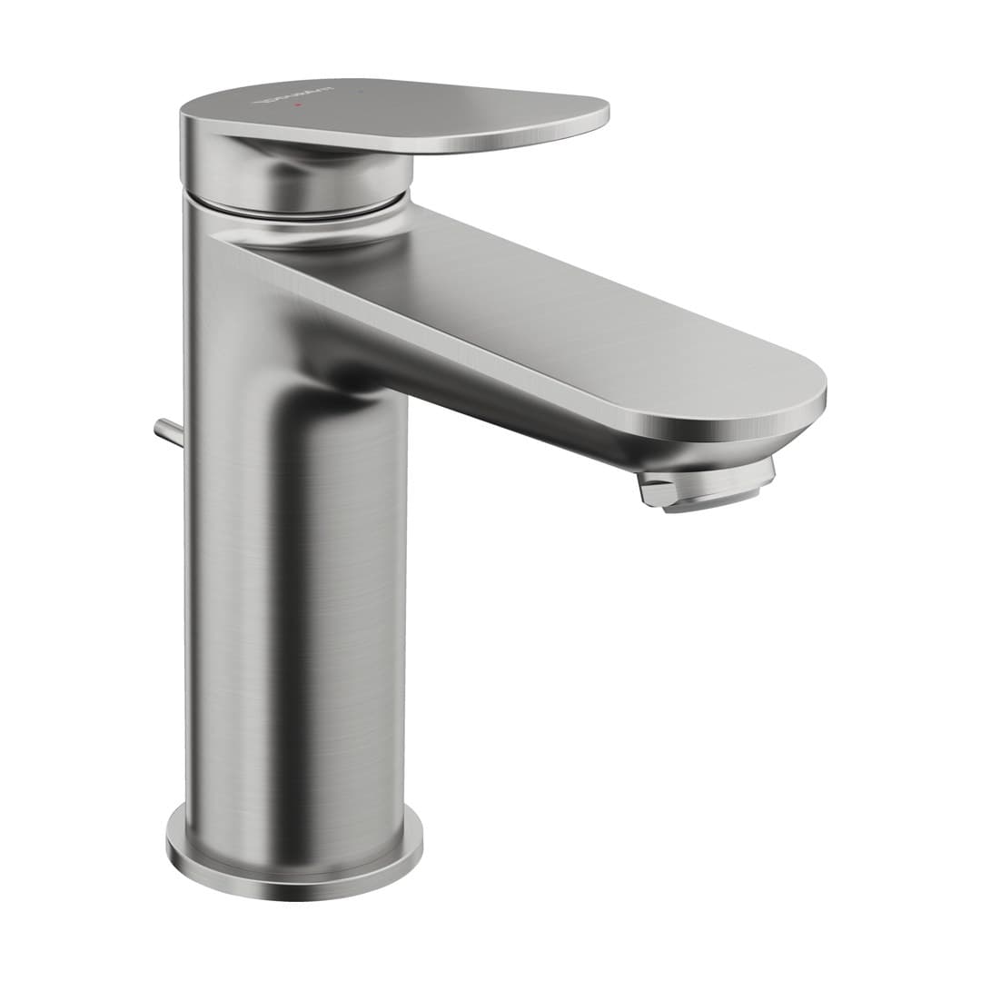 Duravit Wave – Μπαταρία Νιπτήρα – M, με βαλβίδα, σύνδεση σπιράλ 1/2" – Stainless steel Brushed (WA1020001A70)
