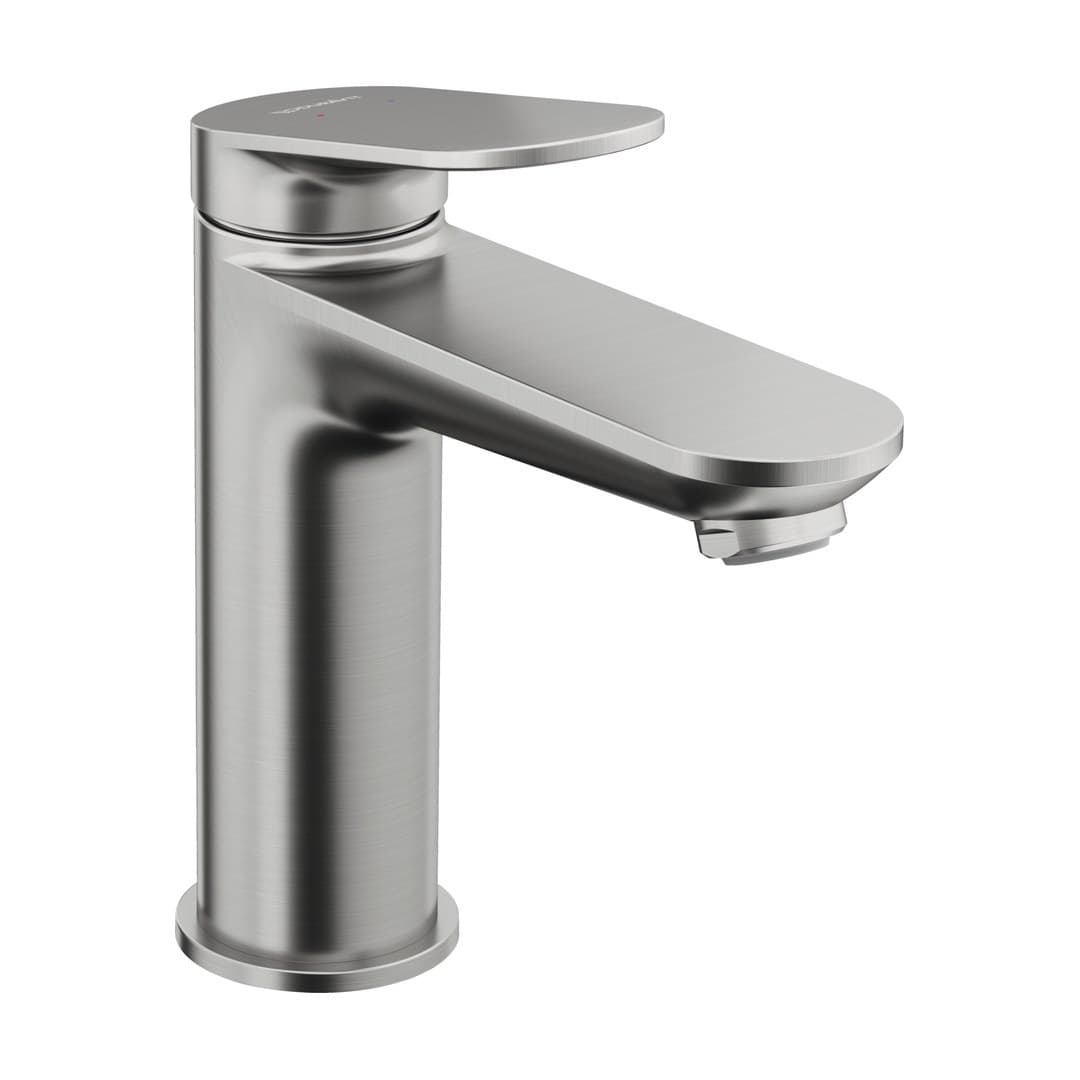 Duravit Wave – Μπαταρία Νιπτήρα – M, χωρίς βαλβίδα, σύνδεση σπιράλ 1/2" – Stainless steel Brushed (WA1020002A70)