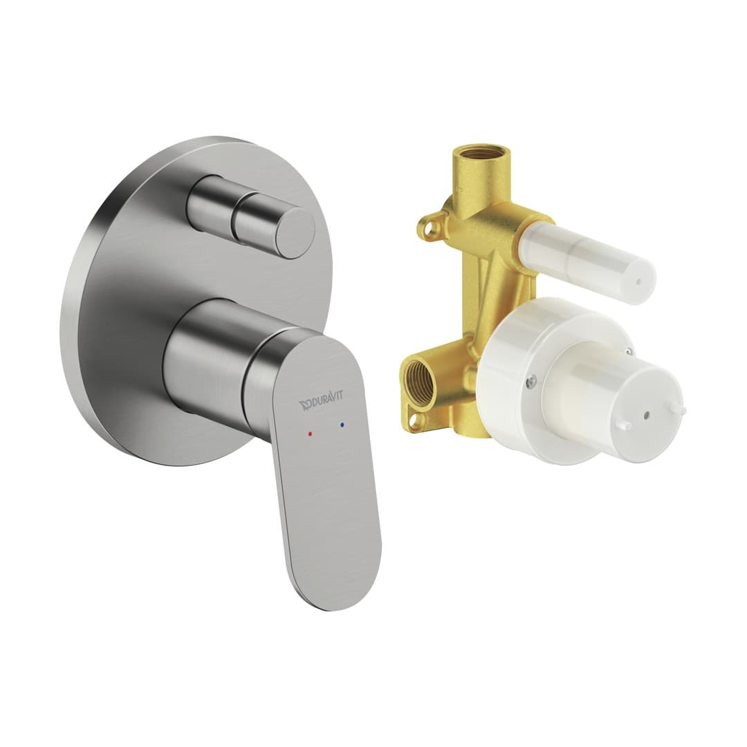 Duravit Wave – Μίκτης Εντοιχισμού – σετ, 2 έξοδοι – Stainless steel Brushed (WA4210008070)