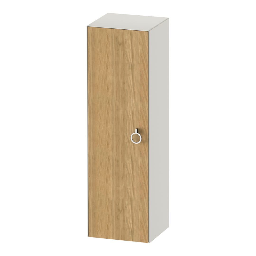 Duravit White Tulip – Κολόνα Μπάνιου – 400 mm, μεσαία, 1 πόρτα, αριστερή, σώμα Nordic white Satin Matt, 400 x 360 x 1320 mm, Total number of shelves: 3 – Natural Oak solid Matt, Solid wood (WT1333LH539)