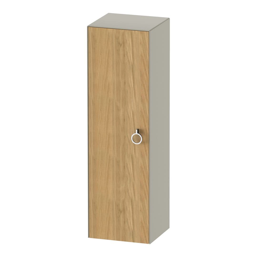 Duravit White Tulip – Κολόνα Μπάνιου – 400 mm, μεσαία, 1 πόρτα, αριστερή, σώμα Taupe Satin Matt, 400 x 360 x 1320 mm, Total number of shelves: 3 – Natural Oak solid Matt, Solid wood (WT1333LH560)