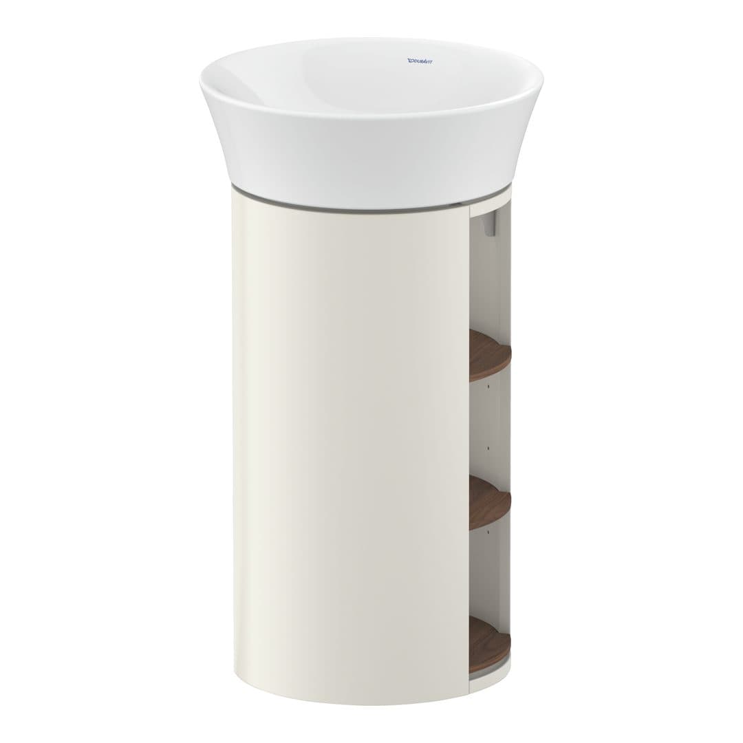 Duravit White Tulip – Έπιπλο Νιπτήρα – 410 mm, νιπτήρας κέντρο, σώμα Nordic white Satin Matt, 410 x 410 x 750 mm – American walnut Matt, Solid wood (WT423907739)