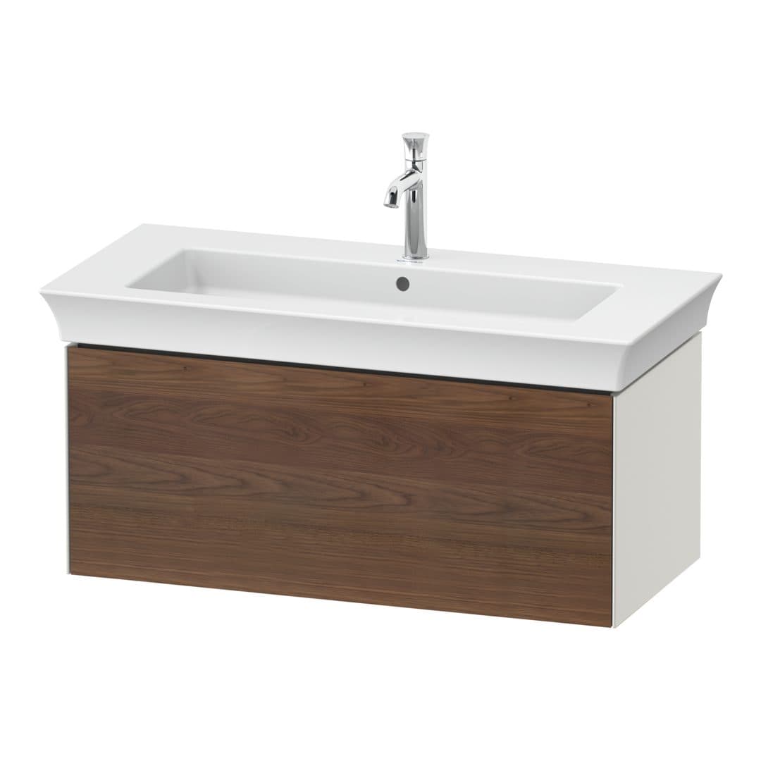 Duravit White Tulip – Έπιπλο Νιπτήρα – 984 mm, 1 συρτάρι, νιπτήρας κέντρο, σώμα Nordic white Satin Matt – American walnut Matt, Solid wood (WT424207739)