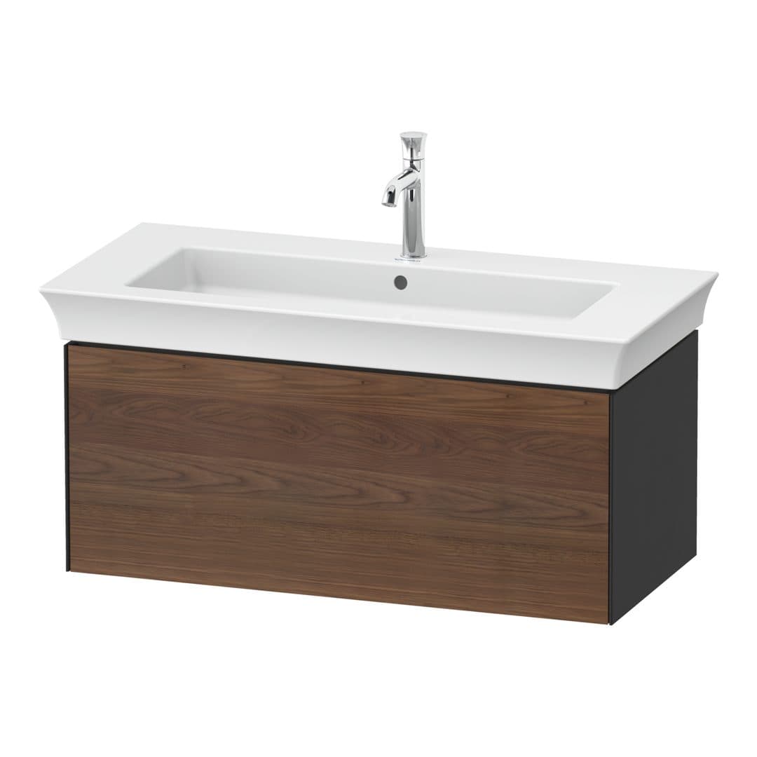 Duravit White Tulip – Έπιπλο Νιπτήρα – 984 mm, 1 συρτάρι, νιπτήρας κέντρο, σώμα Graphite Satin Matt – American walnut Matt, Solid wood (WT424207758)