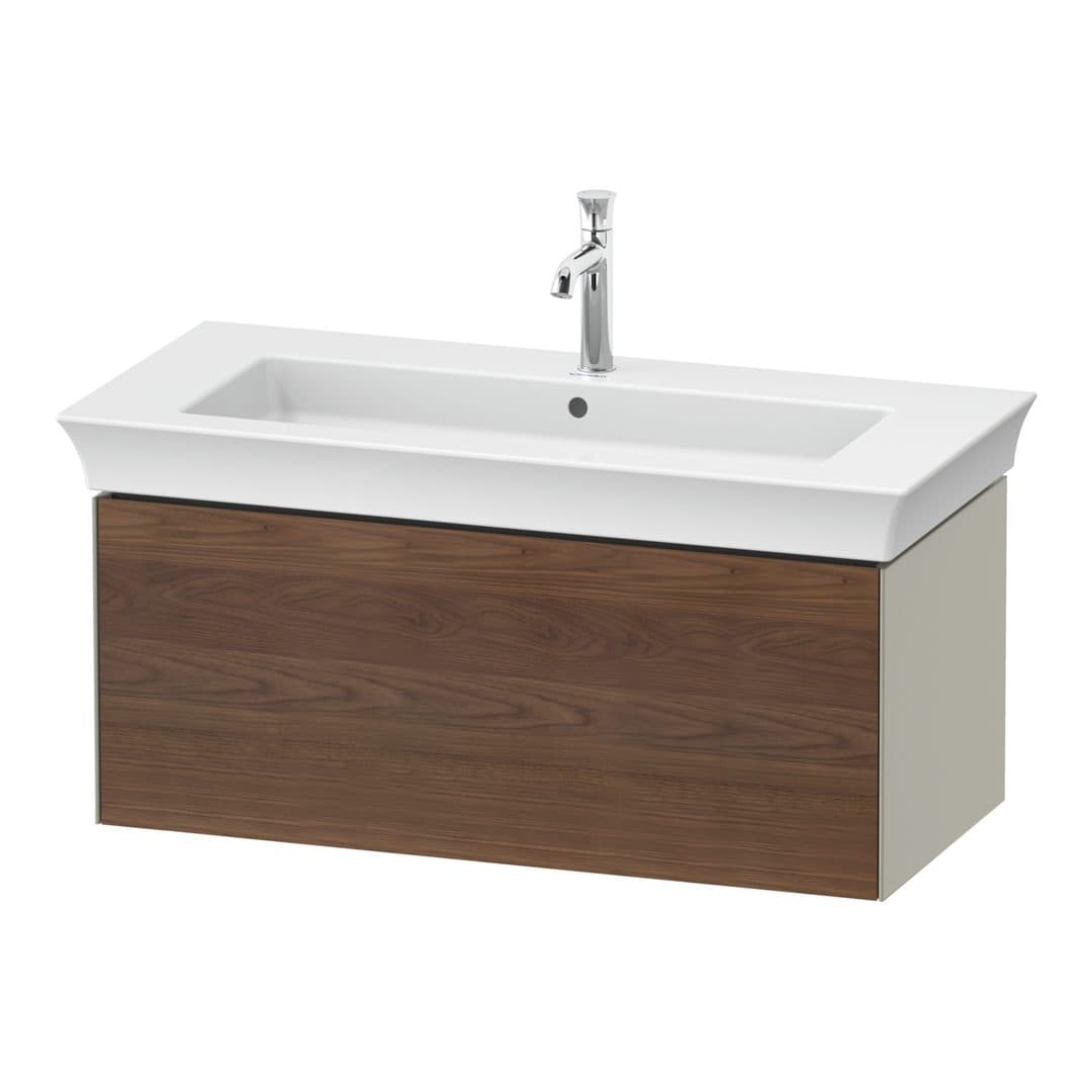 Duravit White Tulip – Έπιπλο Νιπτήρα – 984 mm, 1 συρτάρι, νιπτήρας κέντρο, σώμα Taupe Satin Matt – American walnut Matt, Solid wood (WT424207760)