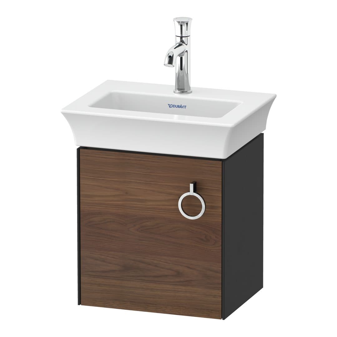 Duravit White Tulip – Έπιπλο Νιπτήρα – 384 mm, 1 πόρτα, αριστερή, σώμα Graphite Satin Matt – American walnut Matt, Solid wood (WT4250L7758)
