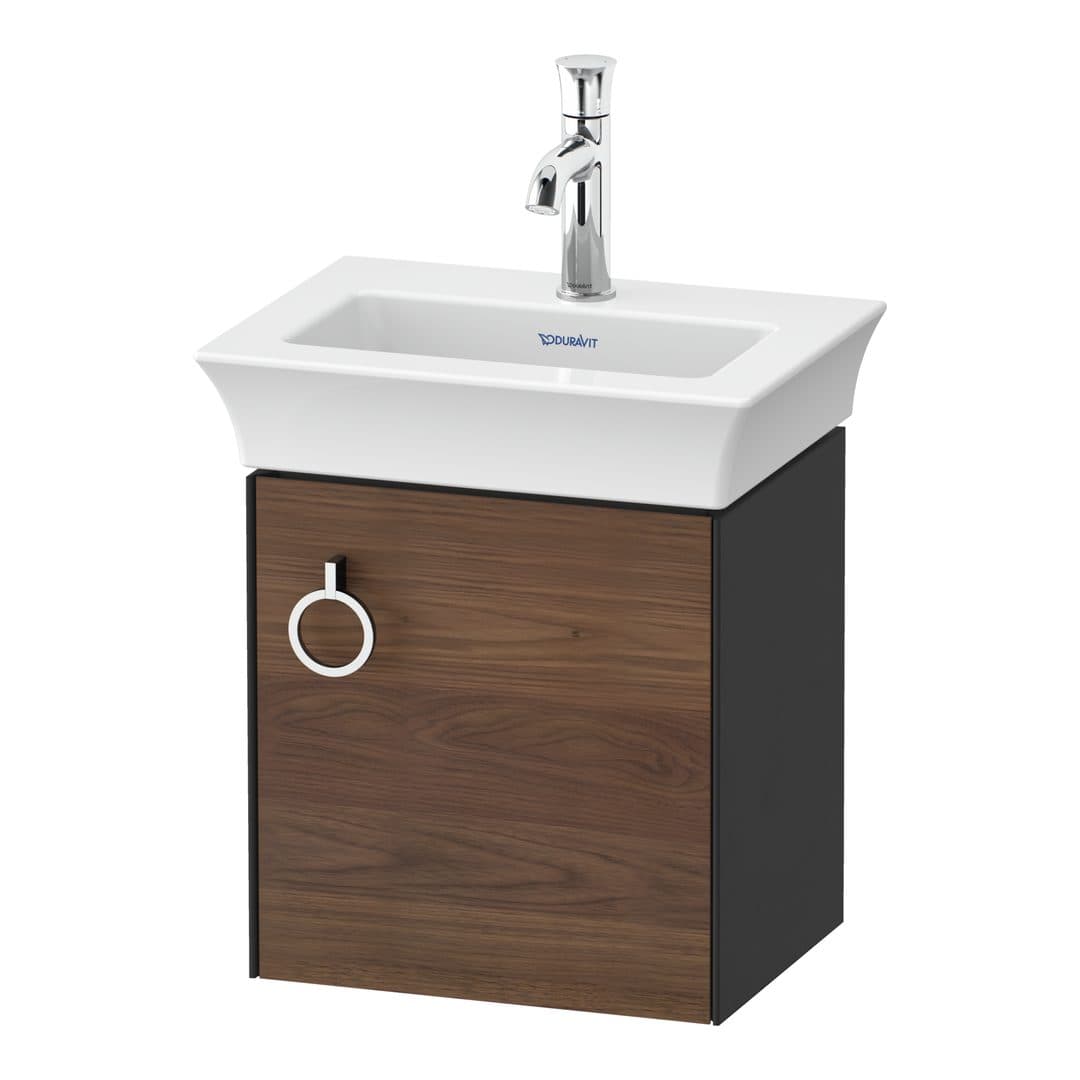 Duravit White Tulip – Έπιπλο Νιπτήρα – 384 mm, 1 πόρτα, δεξιά, σώμα Graphite Satin Matt – American walnut Matt, Solid wood (WT4250R7758)