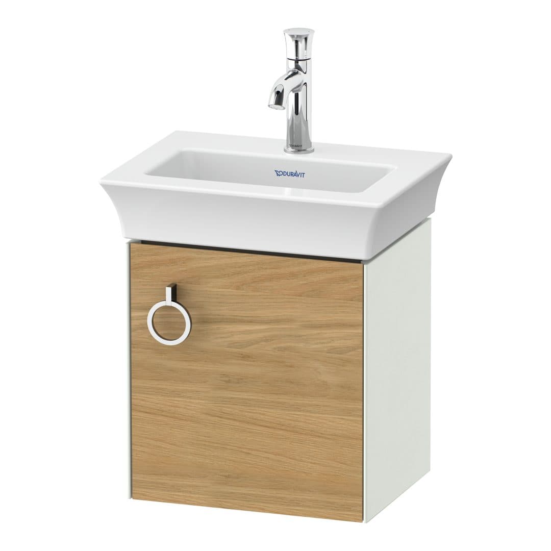 Duravit White Tulip – Έπιπλο Νιπτήρα – 384 mm, 1 πόρτα, δεξιά, σώμα White Satin Matt – Natural Oak solid Matt, Solid wood (WT4250RH536)