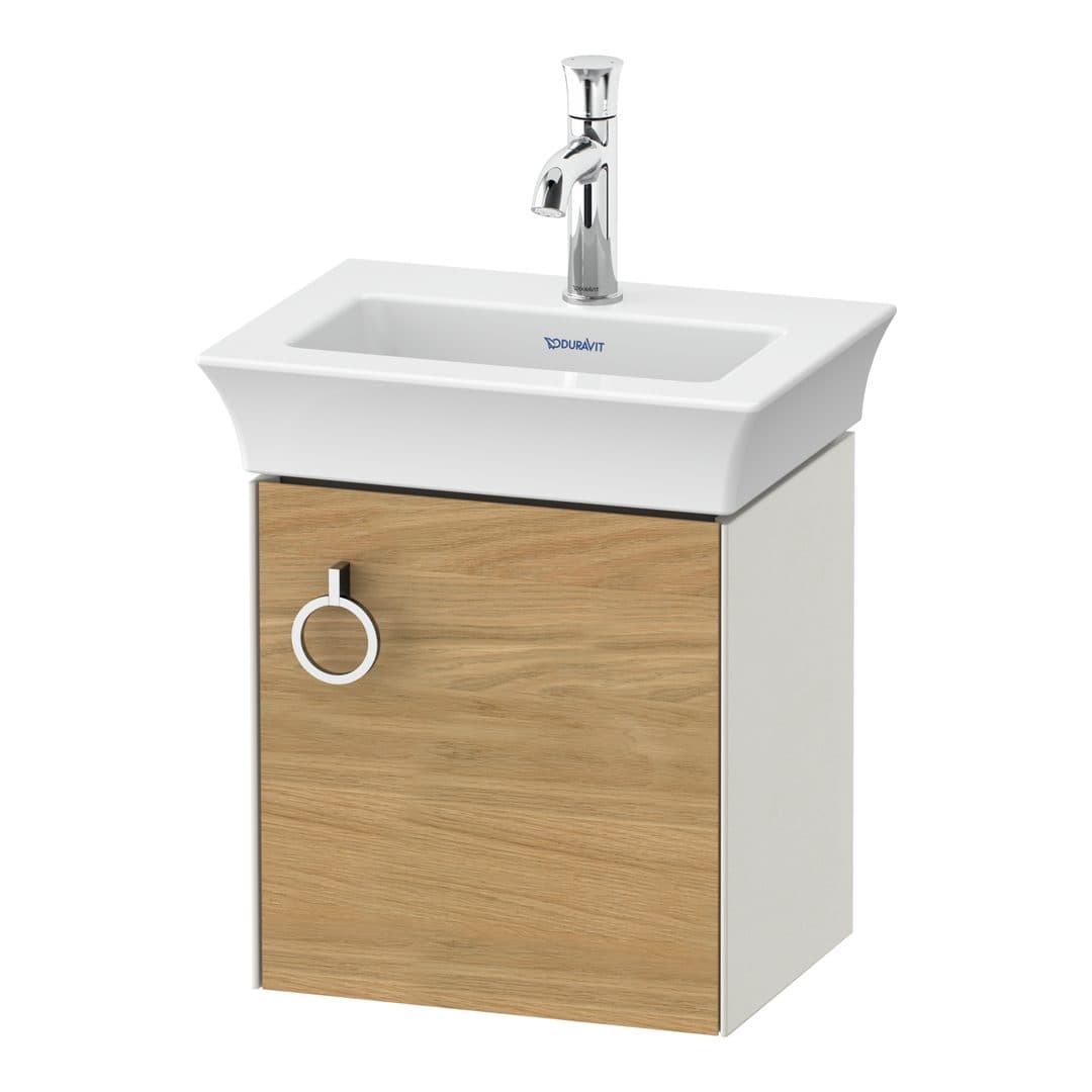 Duravit White Tulip – Έπιπλο Νιπτήρα – 384 mm, 1 πόρτα, δεξιά, σώμα Nordic white Satin Matt – Natural Oak solid Matt, Solid wood (WT4250RH539)