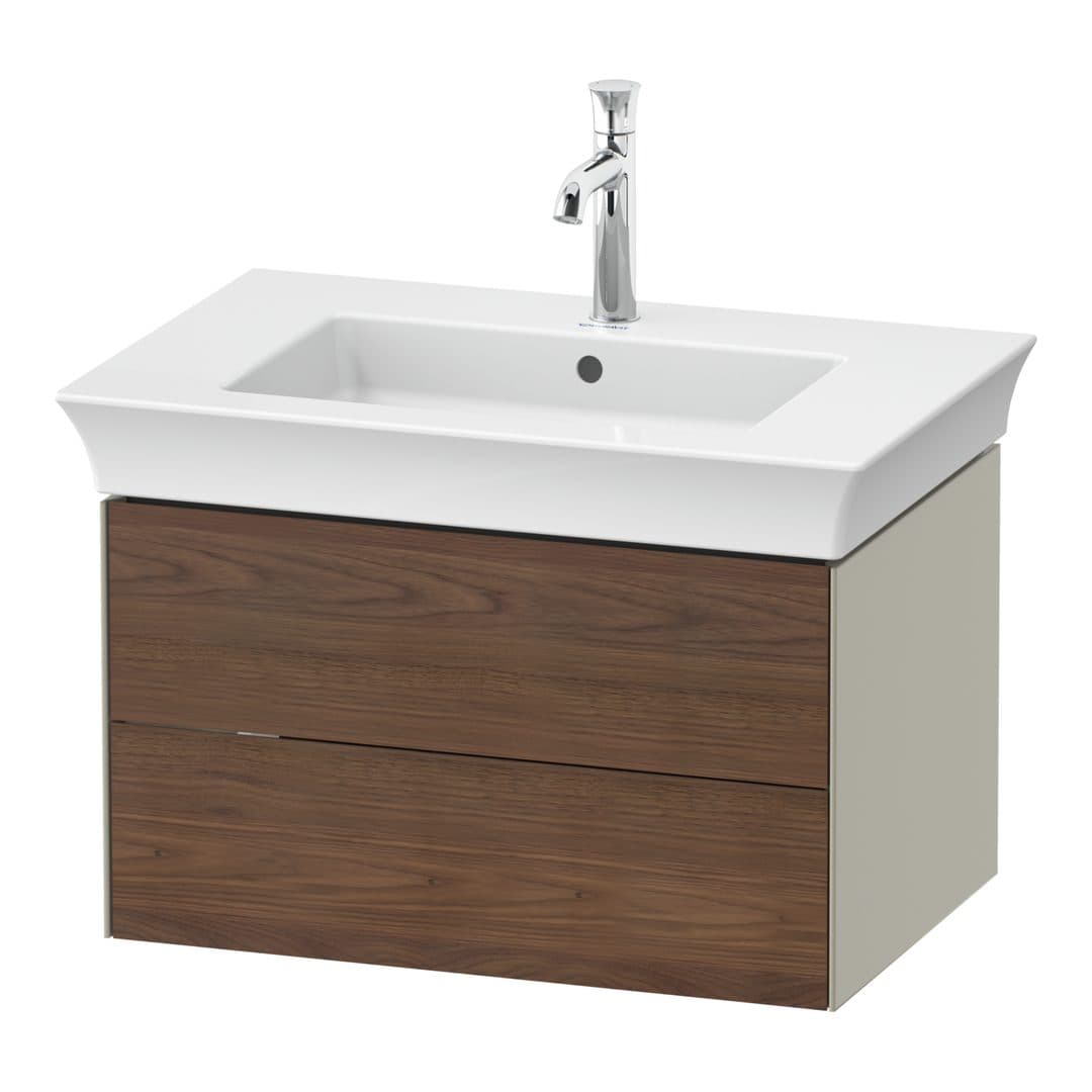Duravit White Tulip – Έπιπλο Νιπτήρα – 684 mm, 2 συρτάρια, νιπτήρας κέντρο, σώμα Taupe Satin Matt – American walnut Matt, Solid wood (WT434107760)