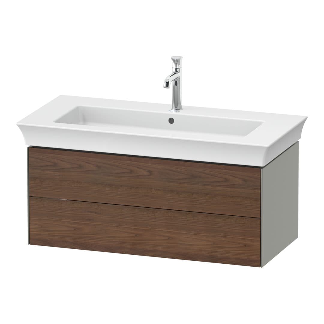 Duravit White Tulip – Έπιπλο Νιπτήρα – 984 mm, 2 συρτάρια, νιπτήρας κέντρο, σώμα Stone grey Satin Matt – American walnut Matt, Solid wood (WT434207792)