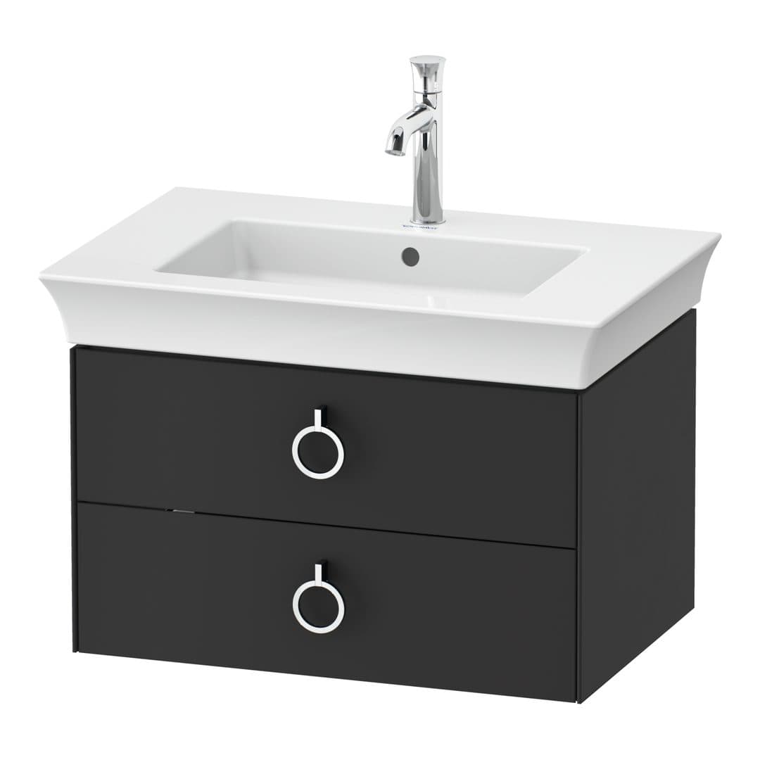 Duravit White Tulip – Έπιπλο Νιπτήρα – 684 mm, 2 συρτάρια, νιπτήρας κέντρο, Chrome High Gloss – Graphite Satin Matt, Lacquer (WT435105858)
