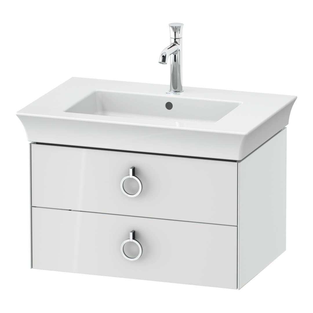 Duravit White Tulip – Έπιπλο Νιπτήρα – 684 mm, 2 συρτάρια, νιπτήρας κέντρο, Chrome High Gloss – White High Gloss, Lacquer (WT435108585)